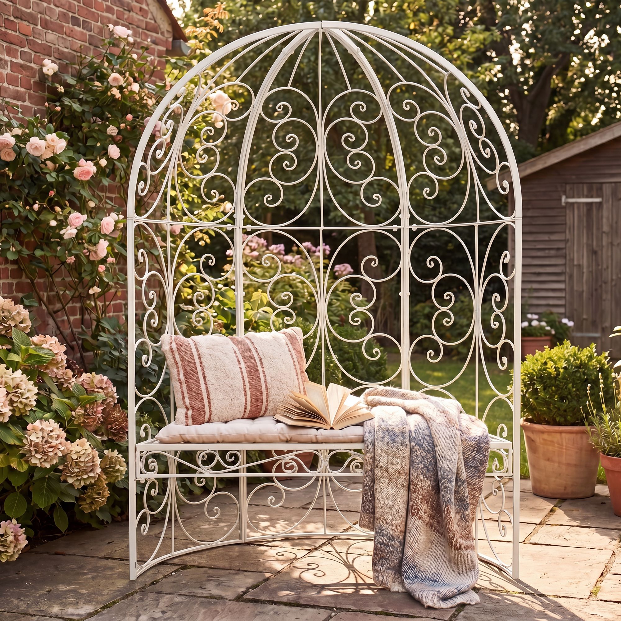 Gazebo semicircolare Rosie con panca