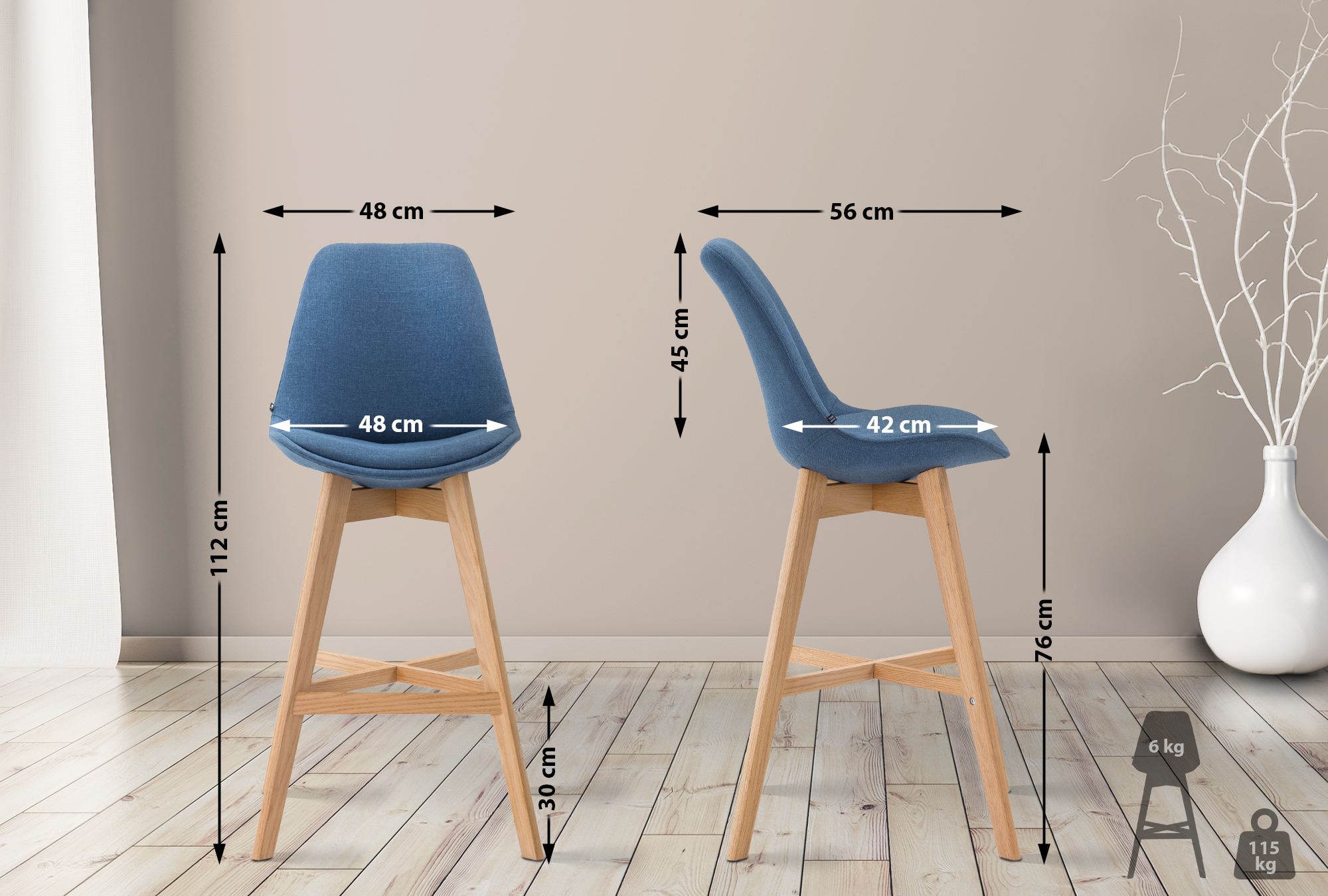 2 Sgabelli Design CANNES in Tessuto