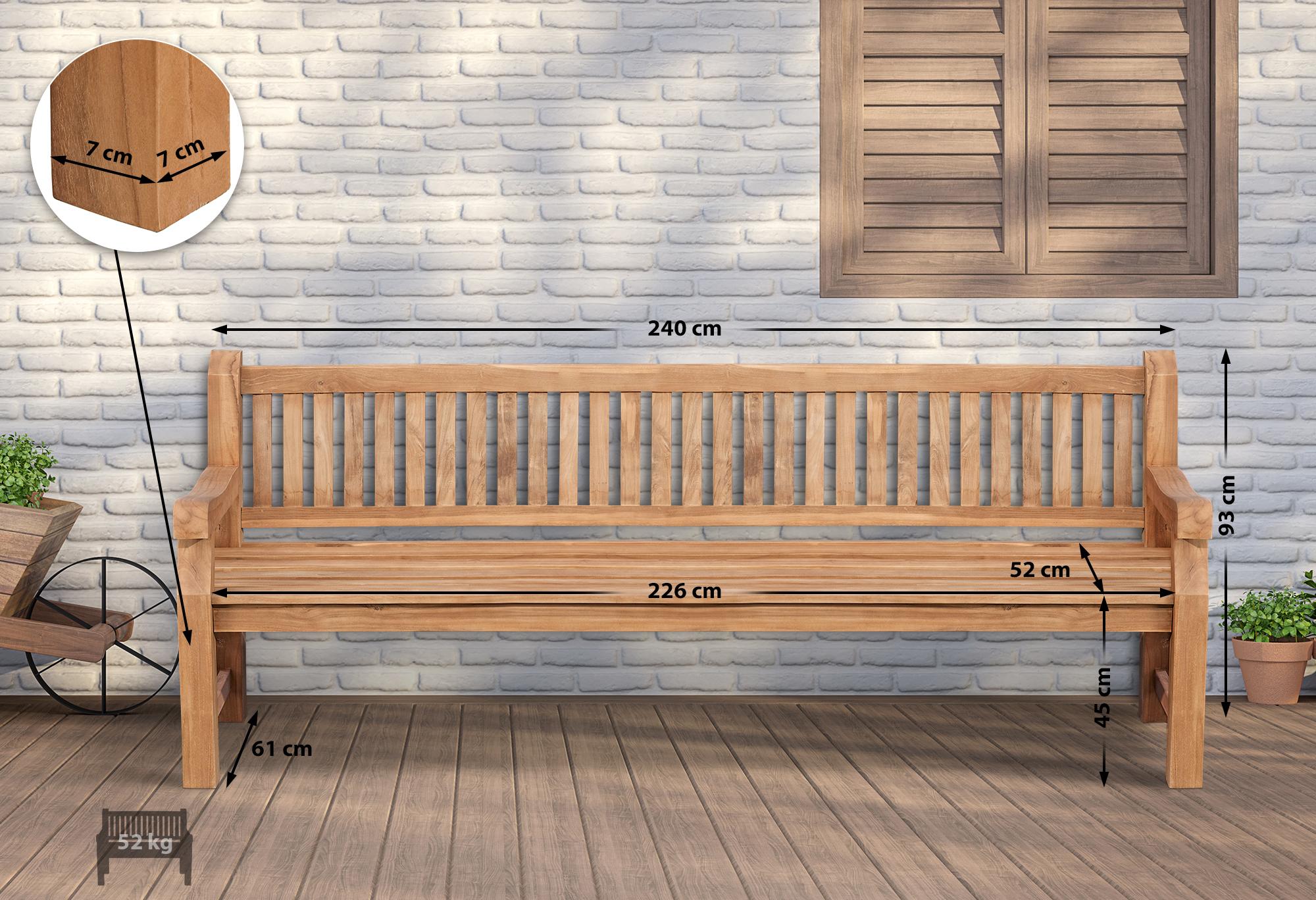 Panca da Giardino in Legno Teak Daxon con Cuscino per Seduta