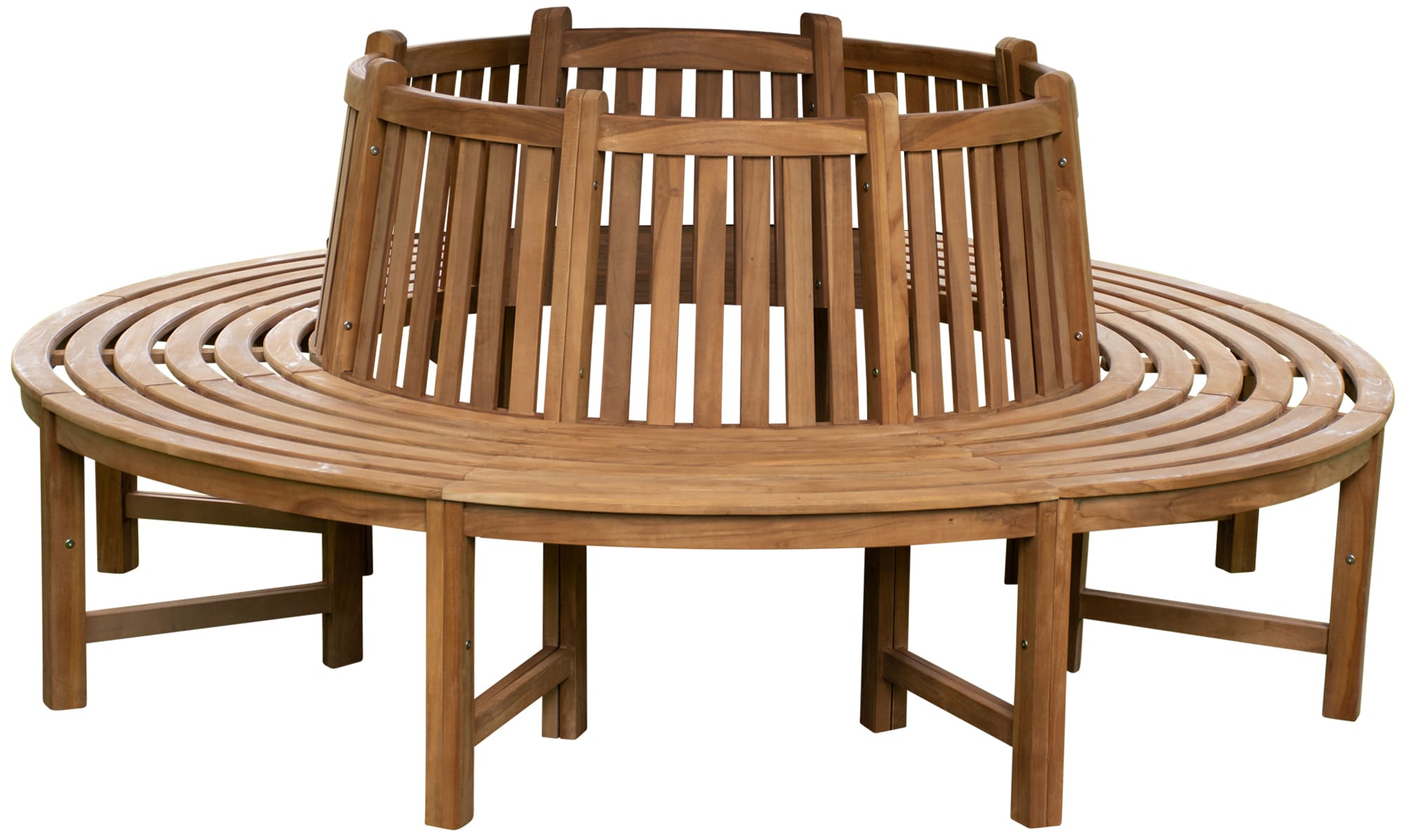 Panca circolare per albero in teak Nila con schienale