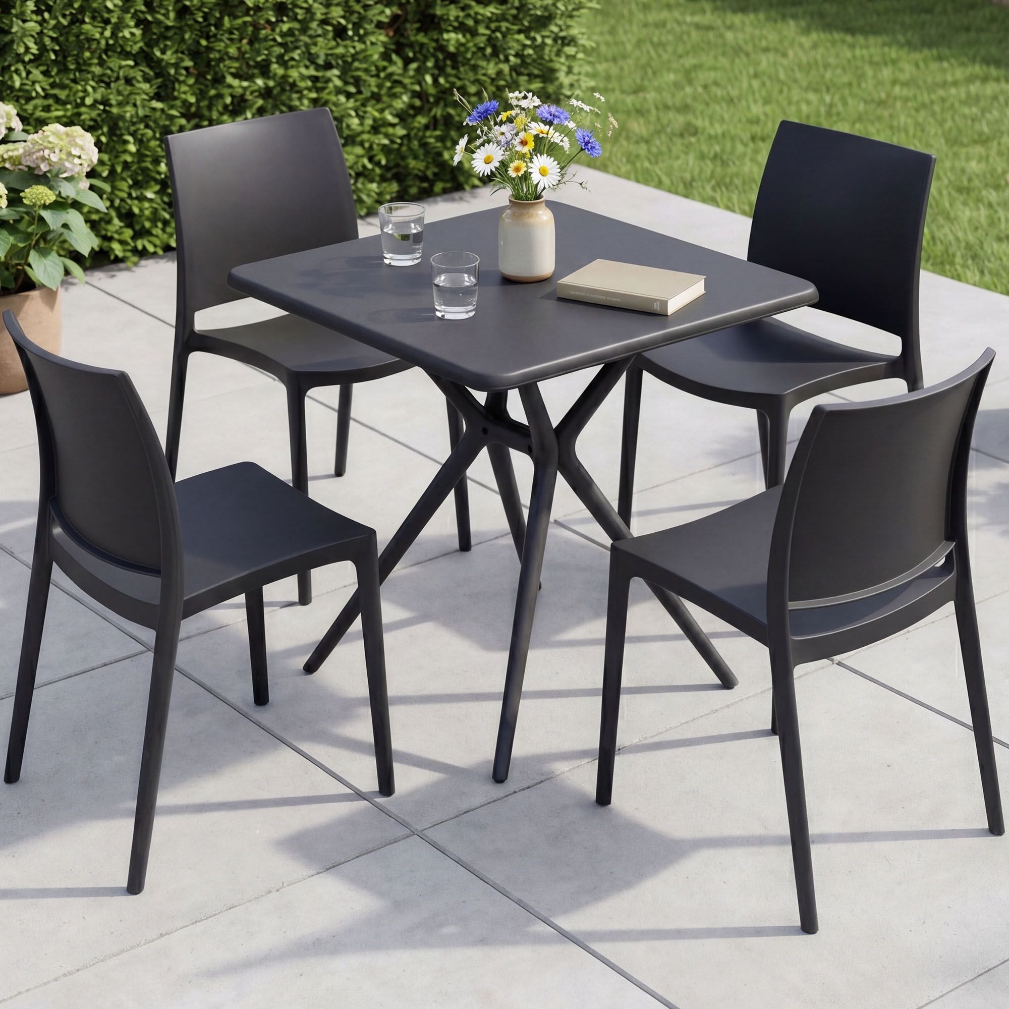 Set Mobili da Giardino Amino con 4 Sedie