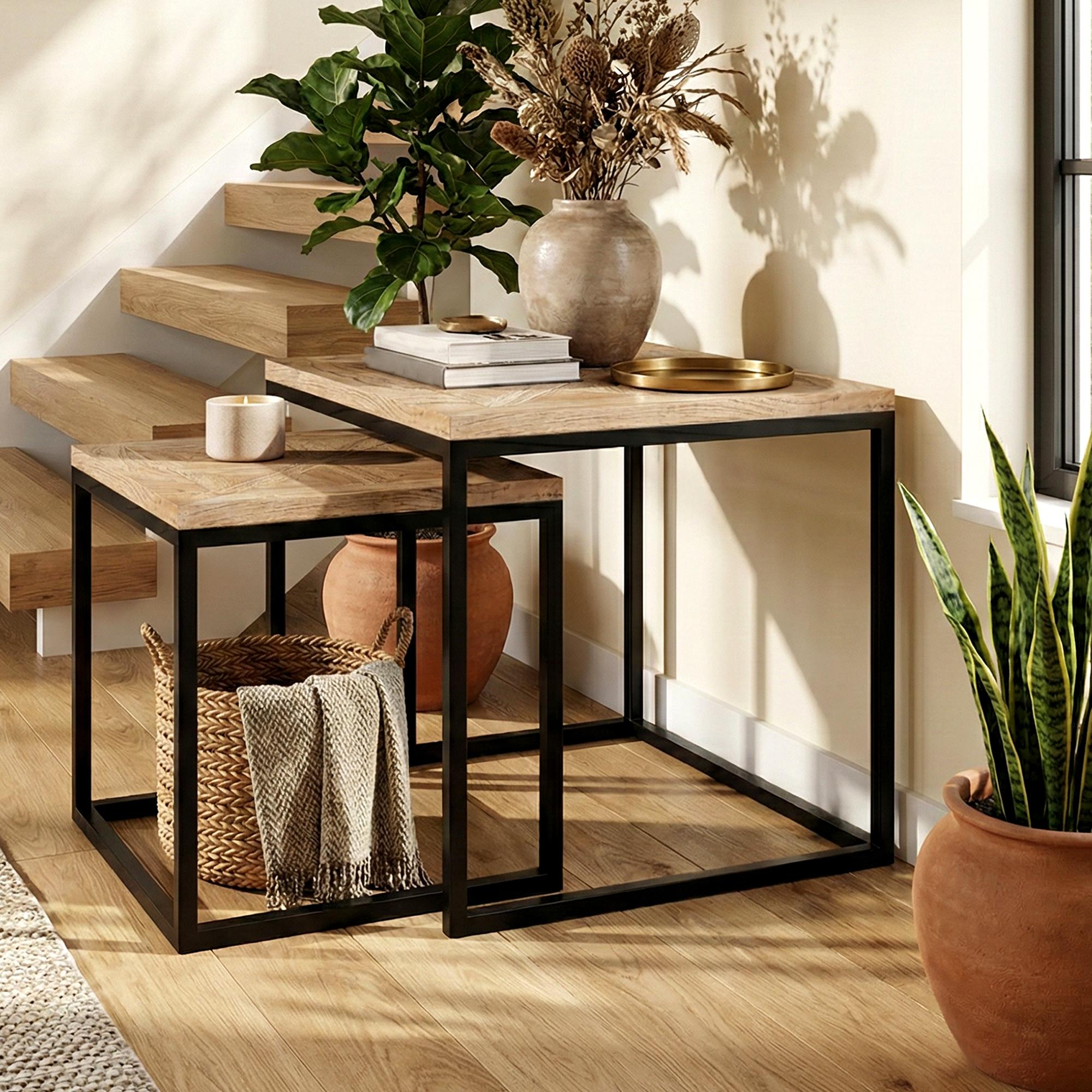 Set di 2 tavolini d'appoggio Talero, tavolini bassi da salotto per soggiorno, design moderno