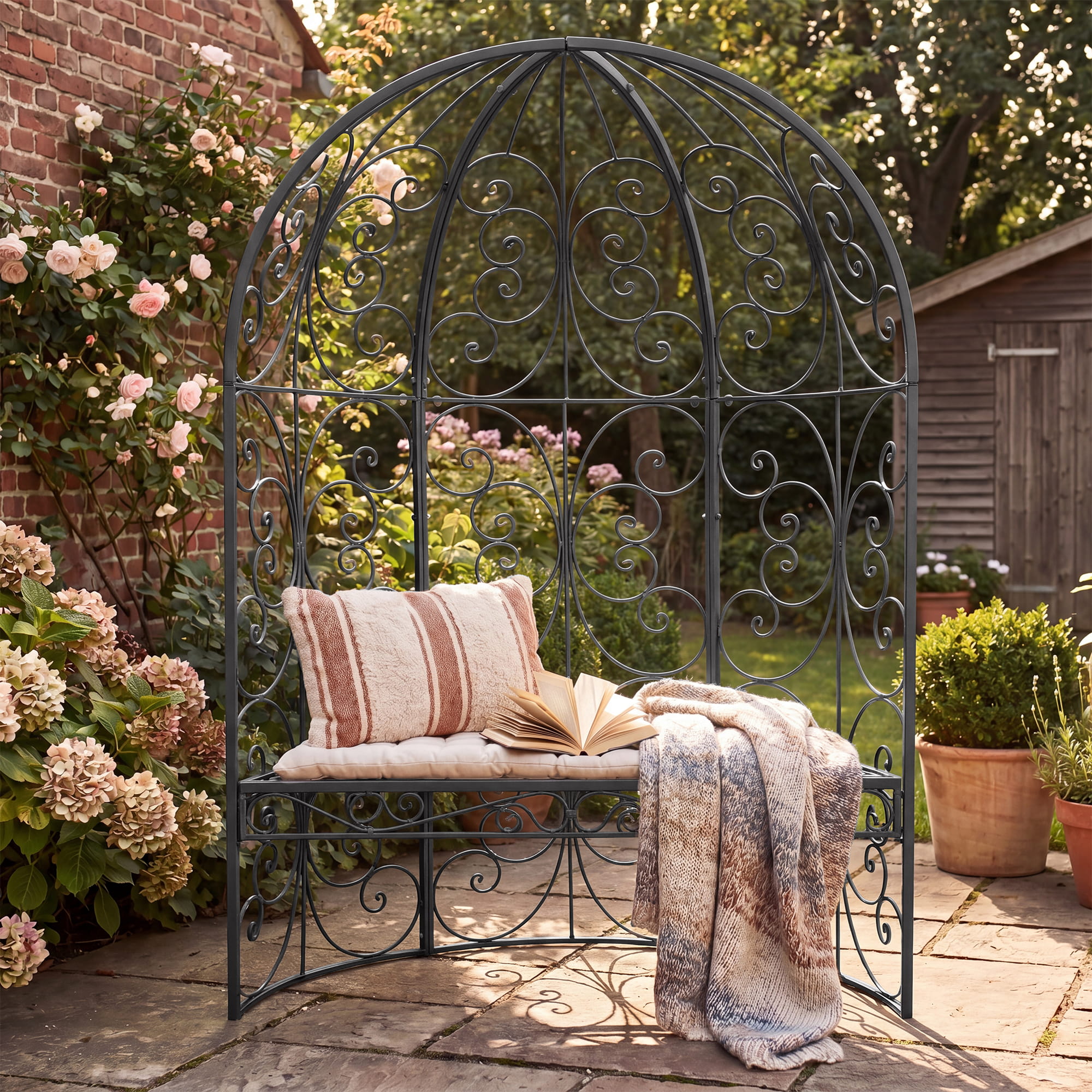 Gazebo semicircolare Rosie con panca