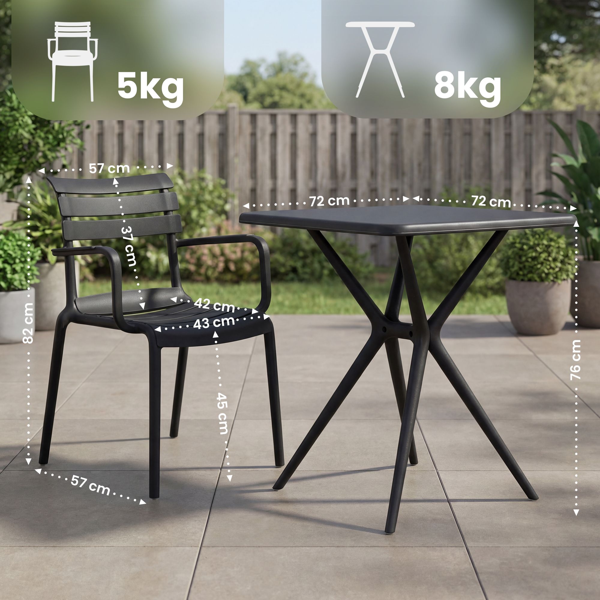 Set Mobili da Giardino Avena con 2 Sedie