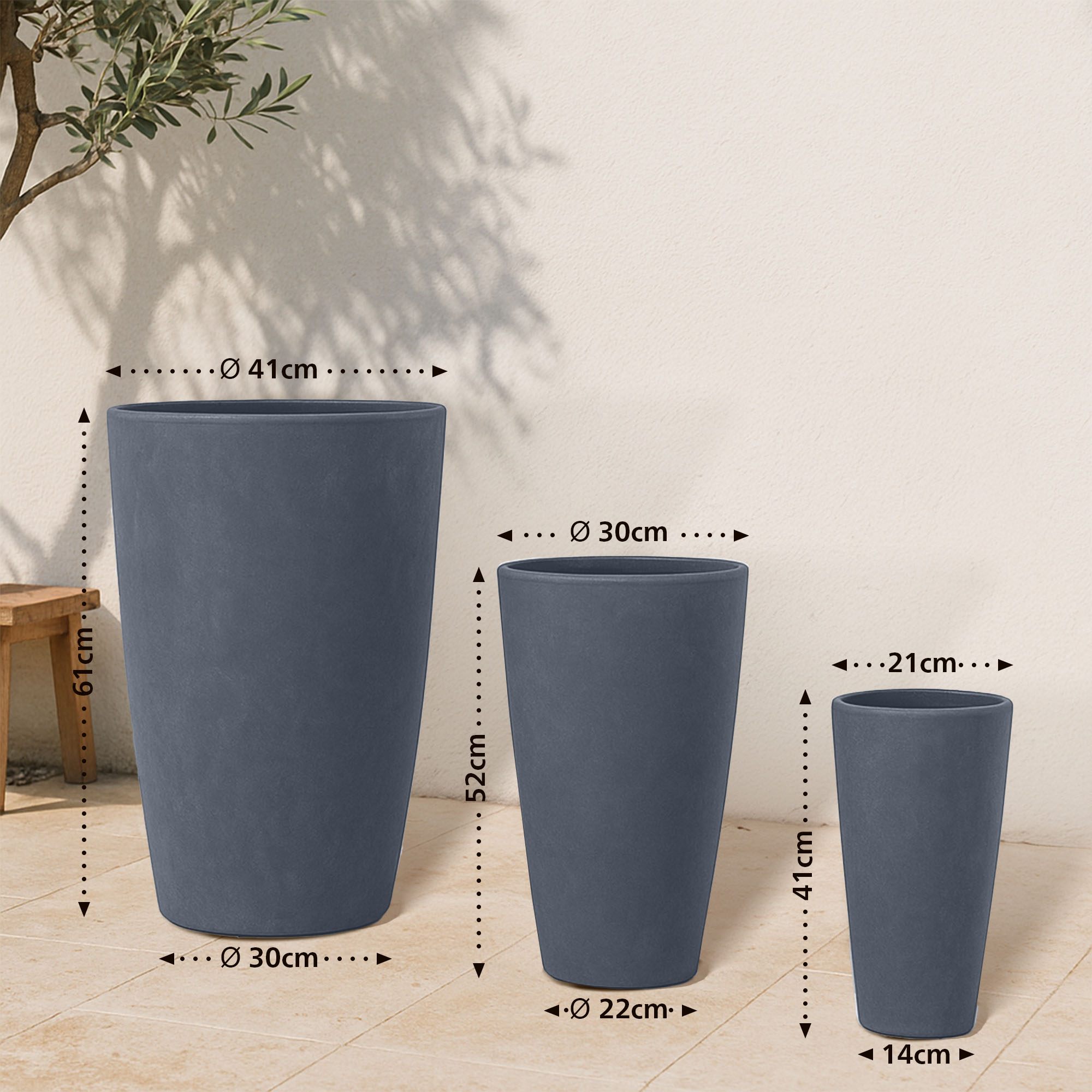 Set di 3 fioriere rotonde 3