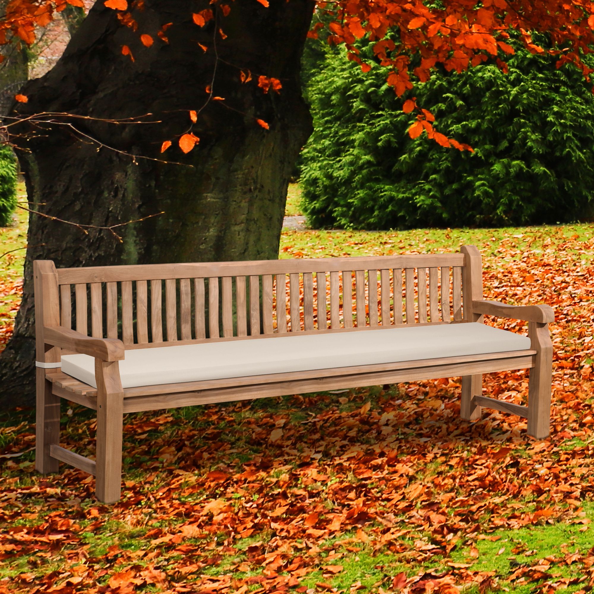 Panca da Giardino in Legno Teak Daxon con Cuscino per Seduta
