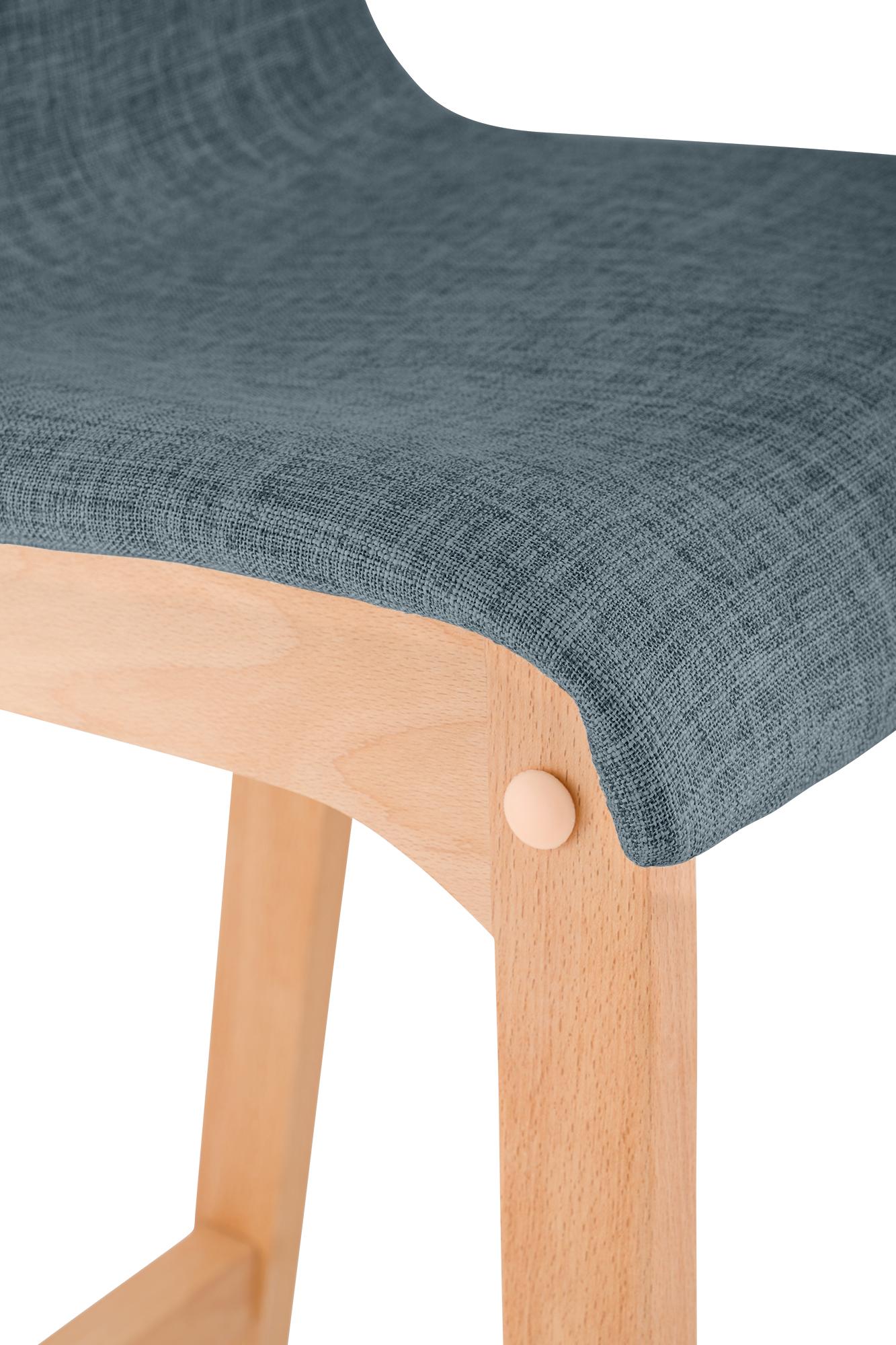 Set di 2 sgabelli da bar Hover in tessuto con base a quattro gambe in legno naturale