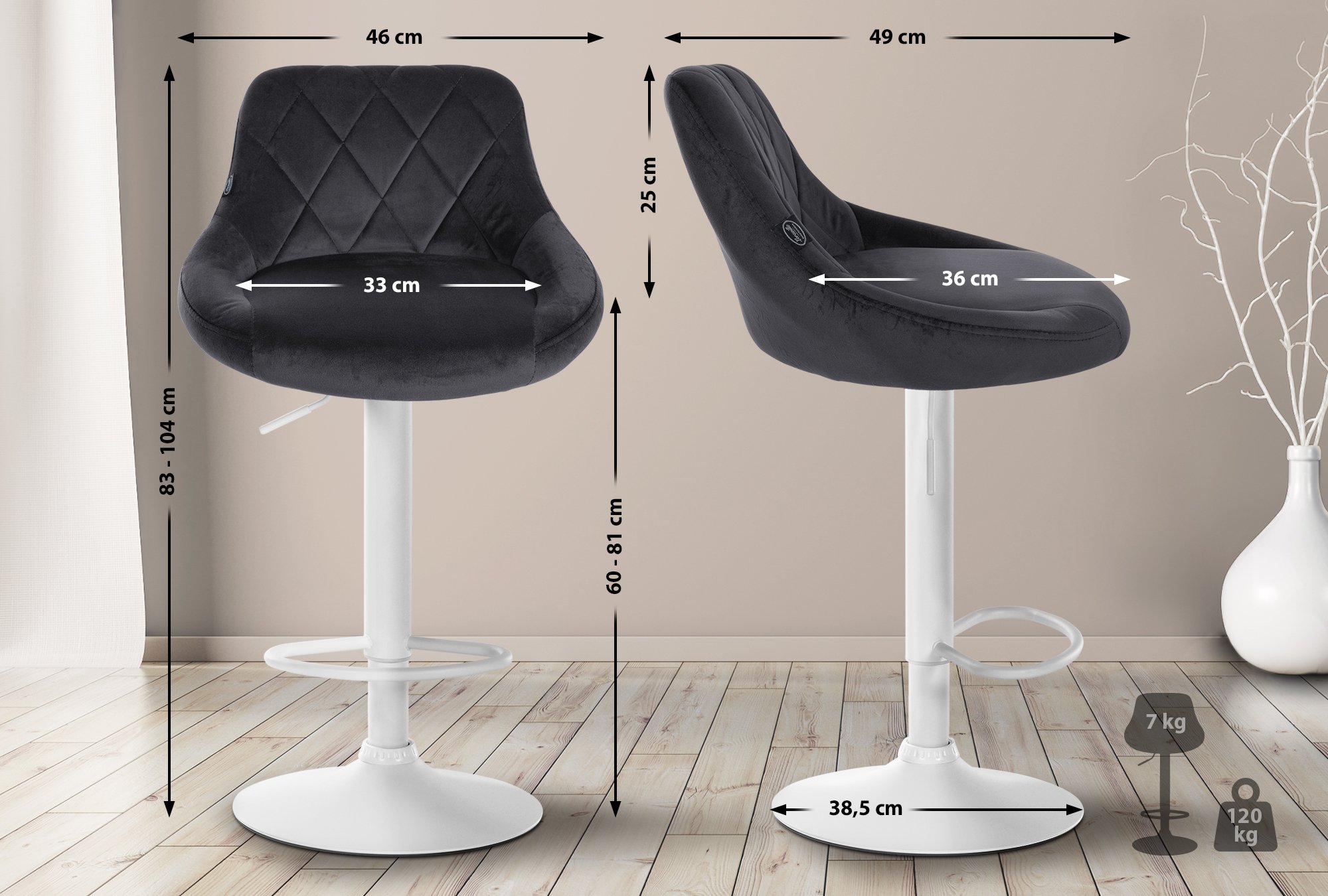 Set di 2 sgabelli da bar Lazio Velvet