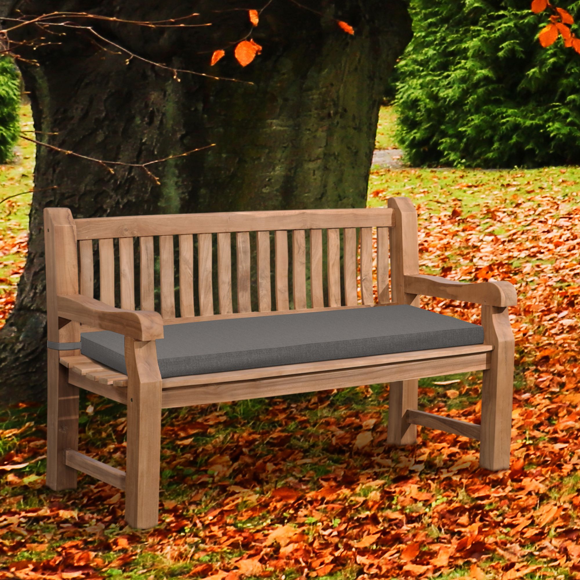 Panca da Giardino in Legno Teak Daxon con Cuscino per Seduta