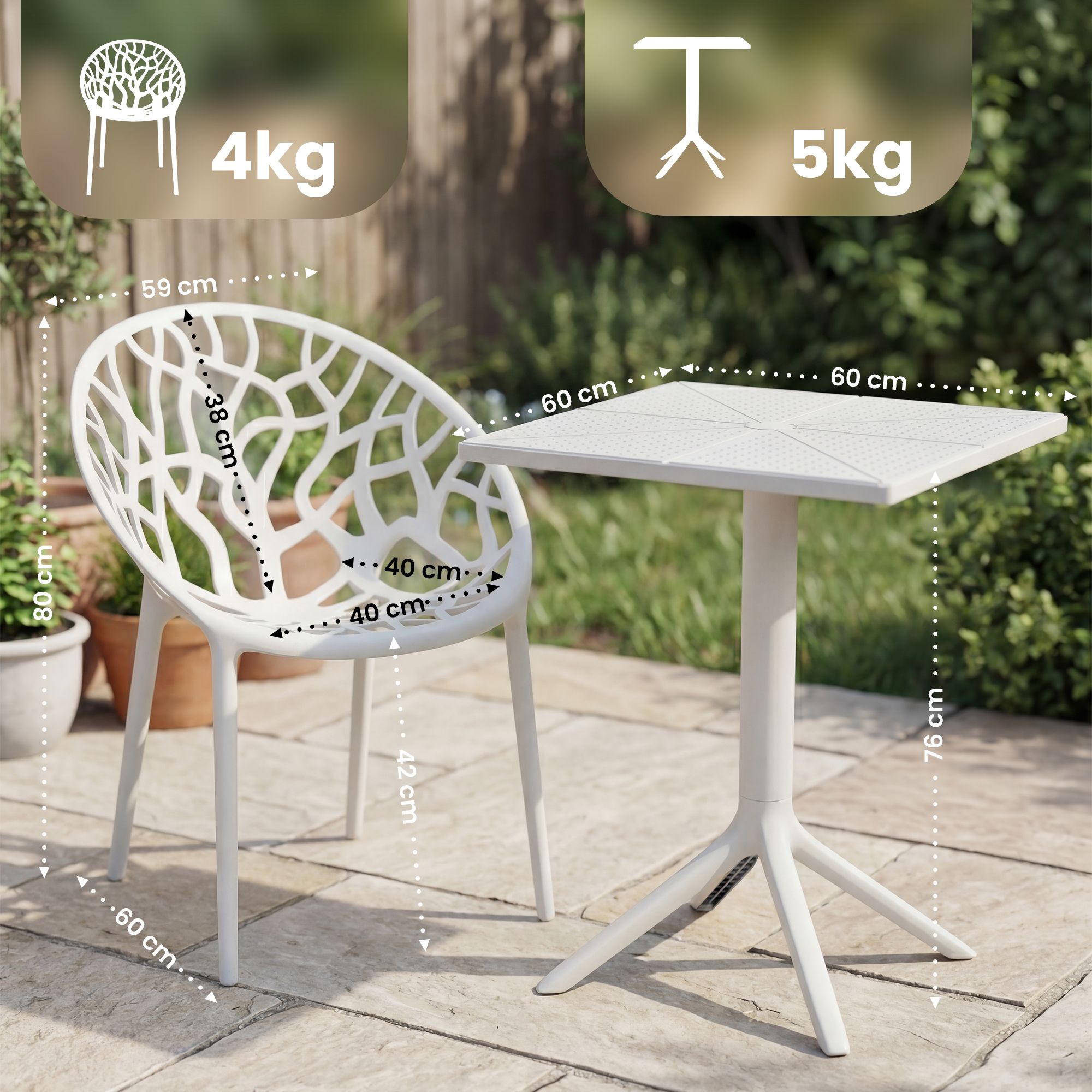 Set da giardino Neriva con 2 sedie