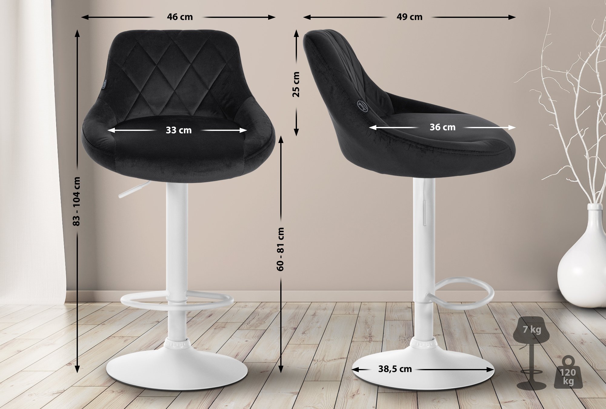 Set di 2 sgabelli da bar Lazio Velvet