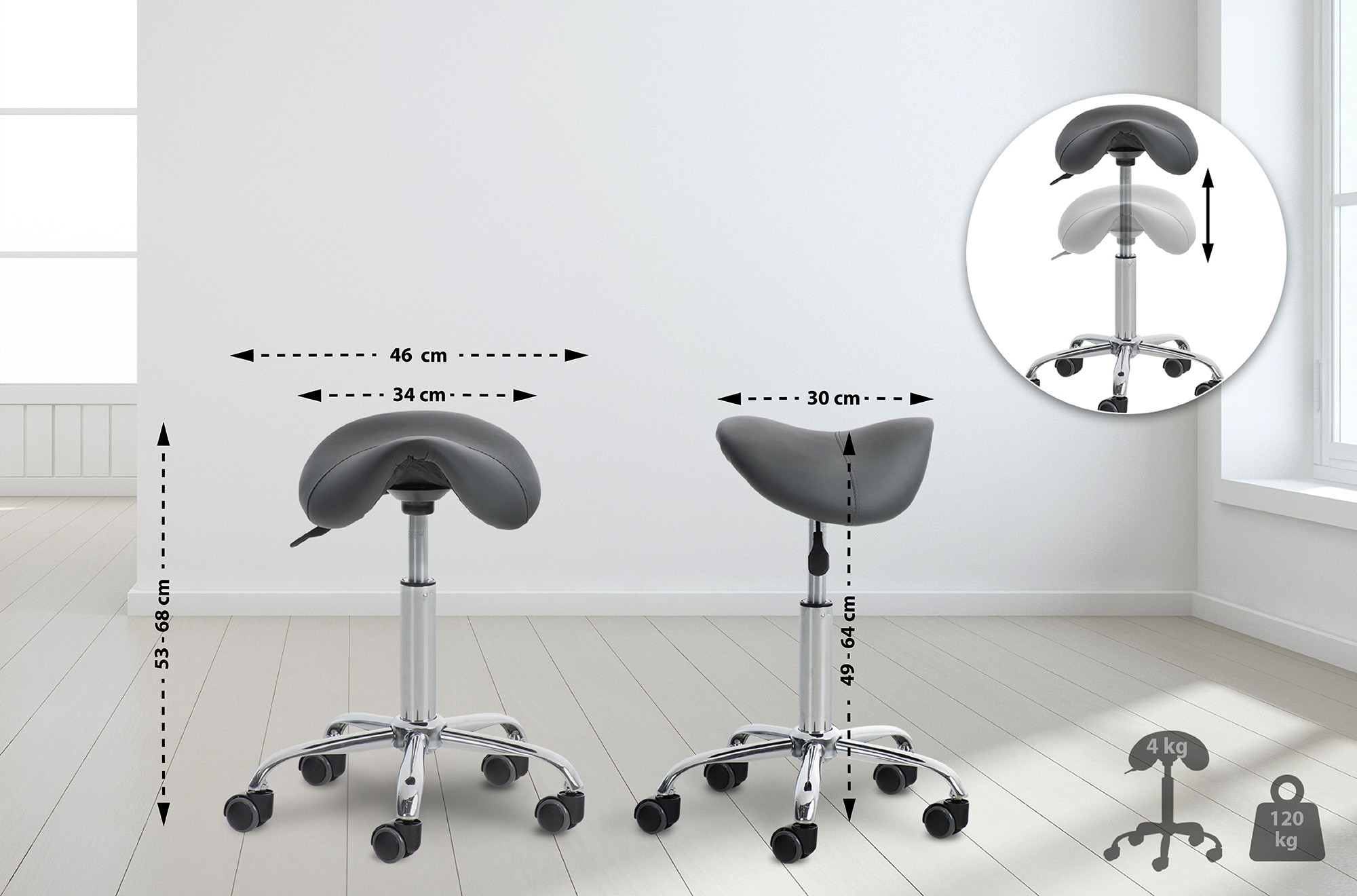 Set di 2 sgabelli da lavoro Reno in similpelle