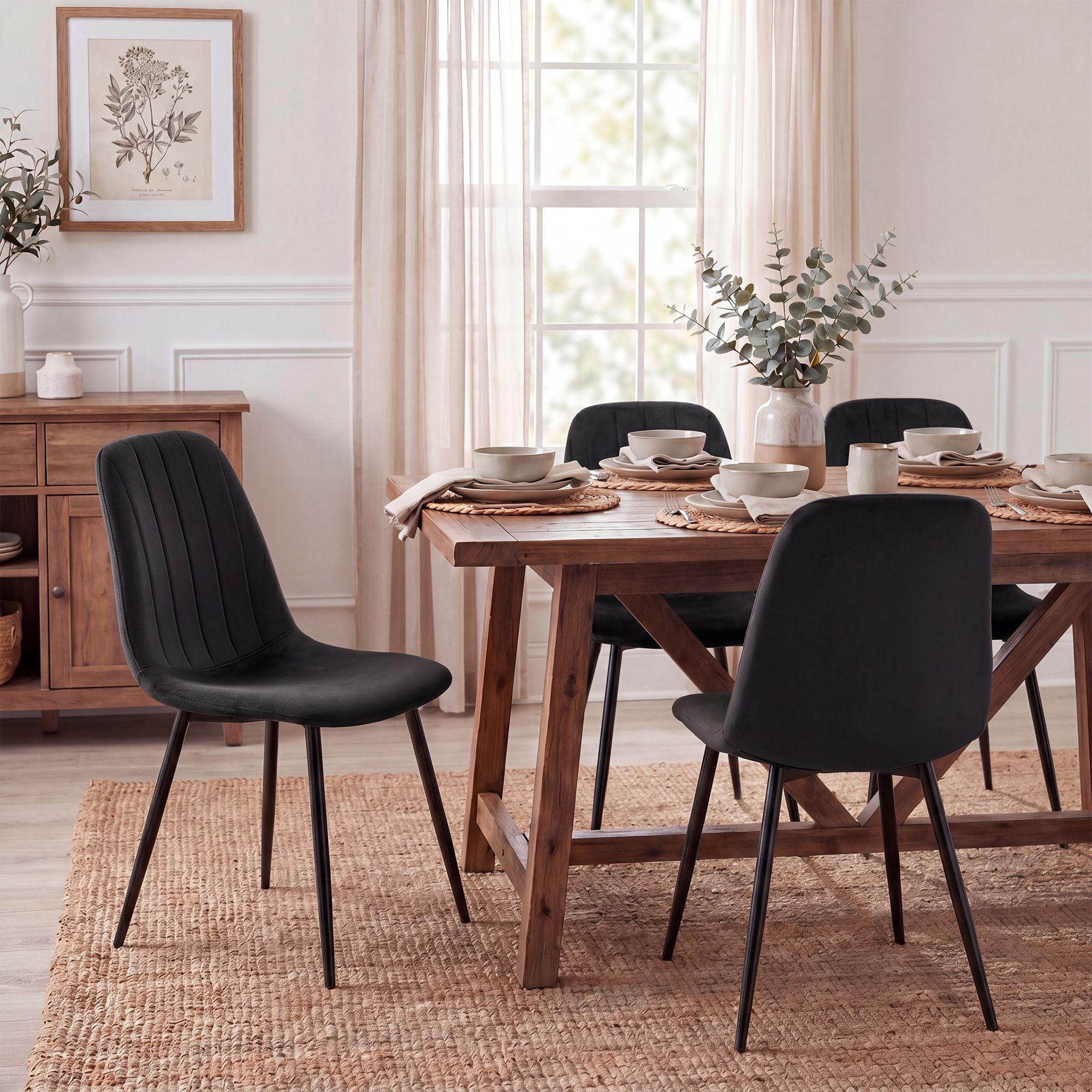 Set di 4 sedie da pranzo Baxter in velluto