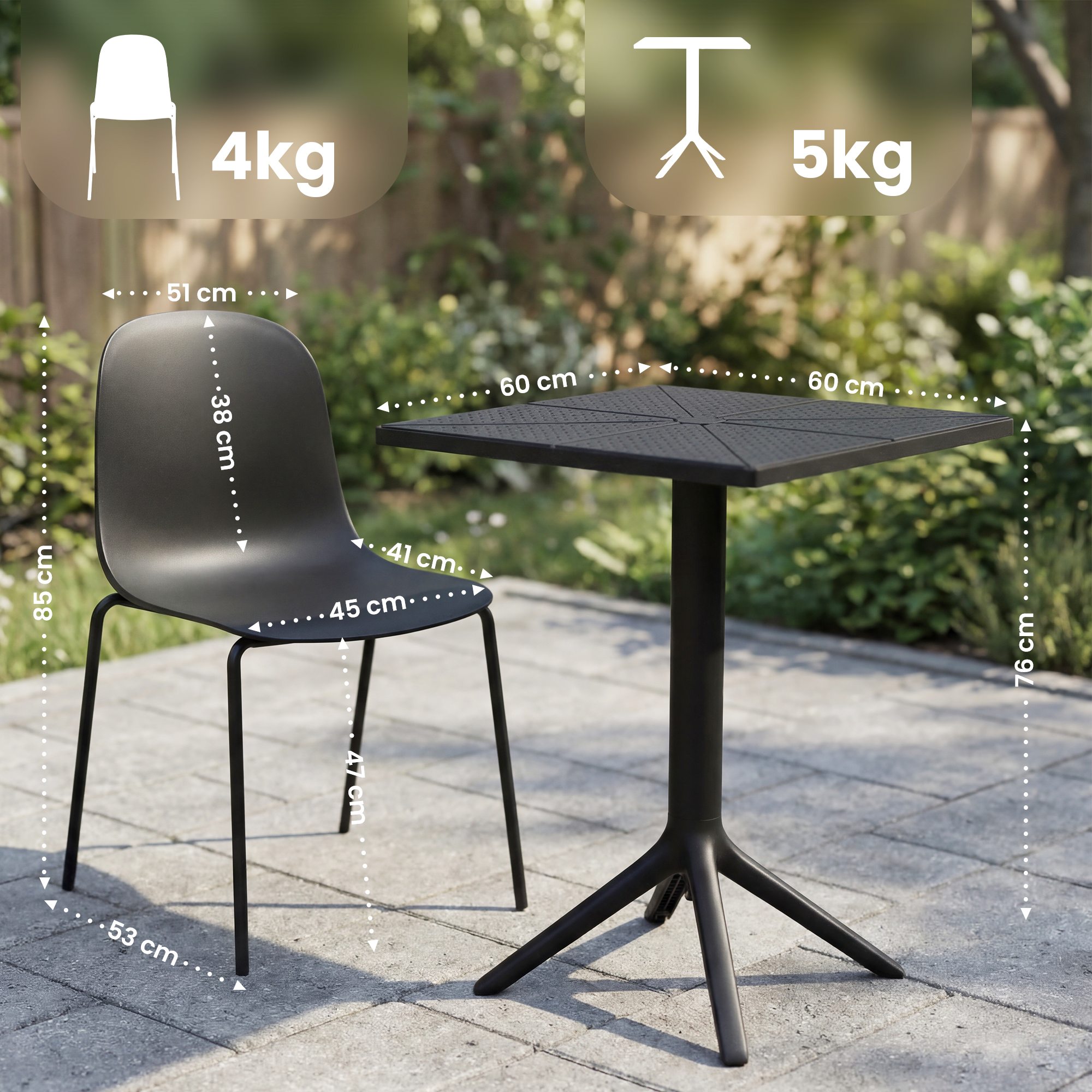 Set da giardino Nerra con 4 sedie