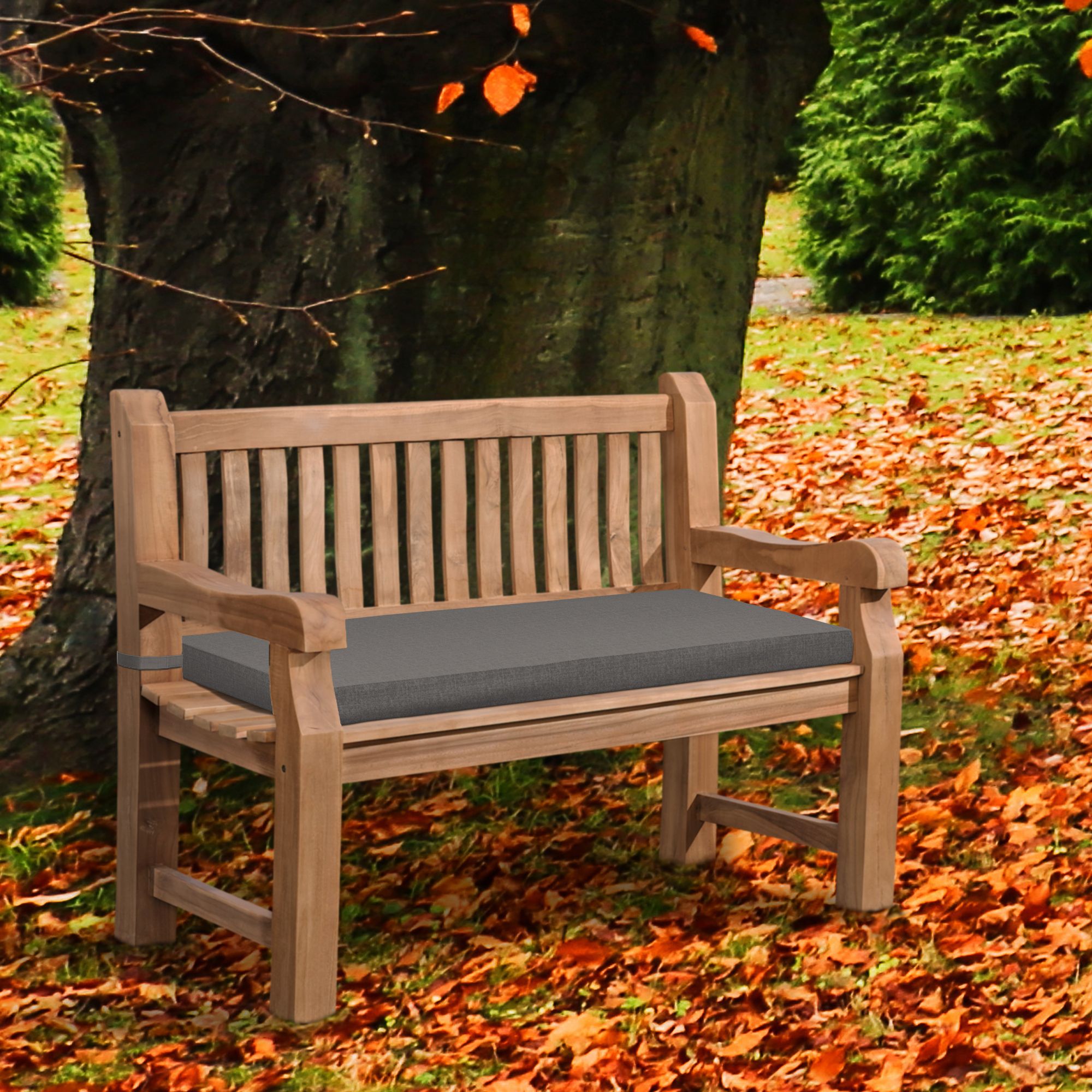 Panca da Giardino in Legno Teak Daxon con Cuscino per Seduta