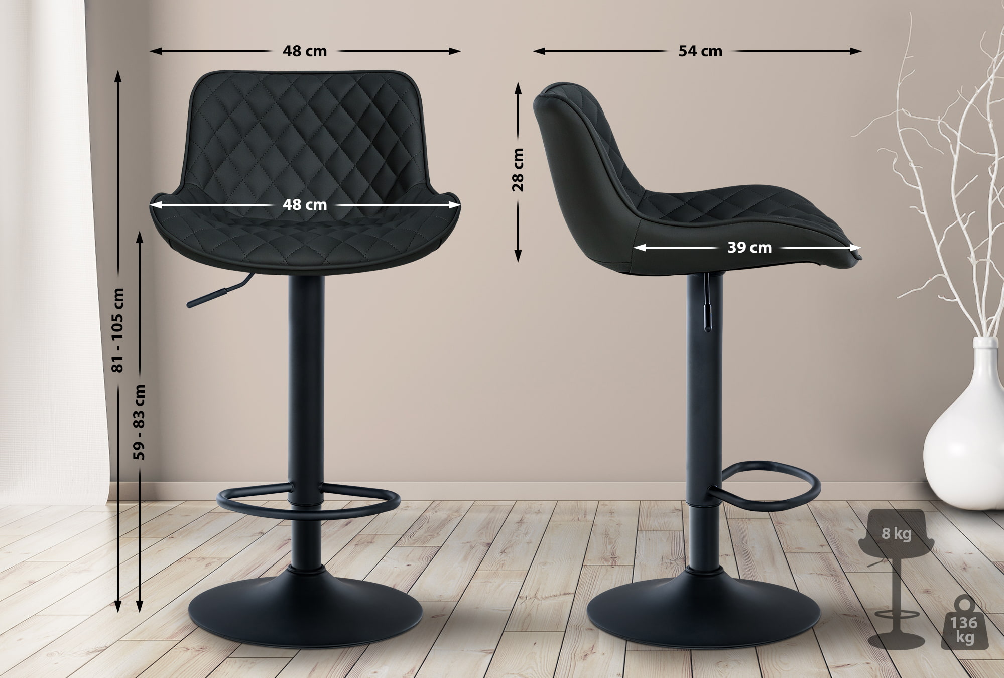 Set di 2 Sgabello da bar Minosa