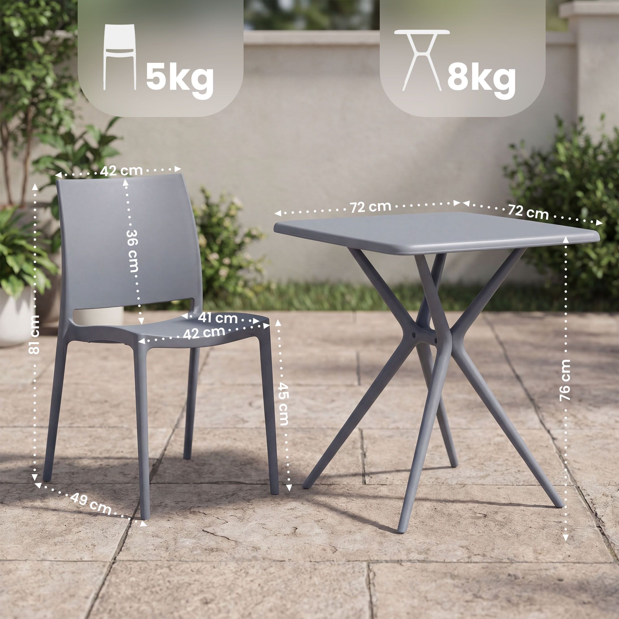Set Mobili da Giardino Amino con 4 Sedie