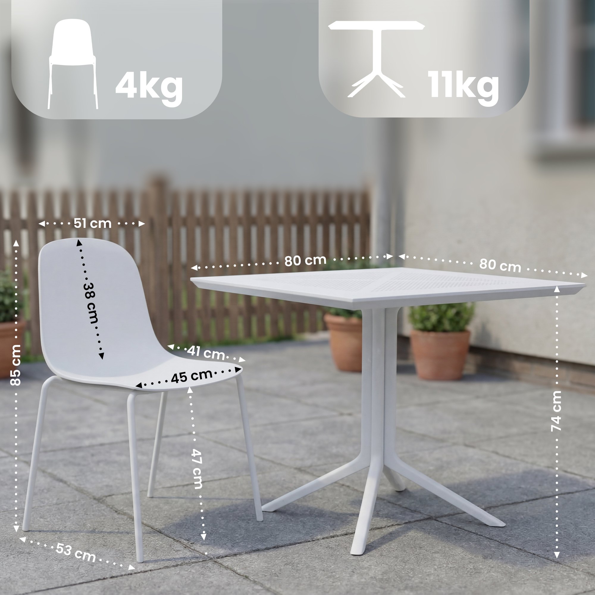 Set mobili da giardino Zeron con 2 sedie