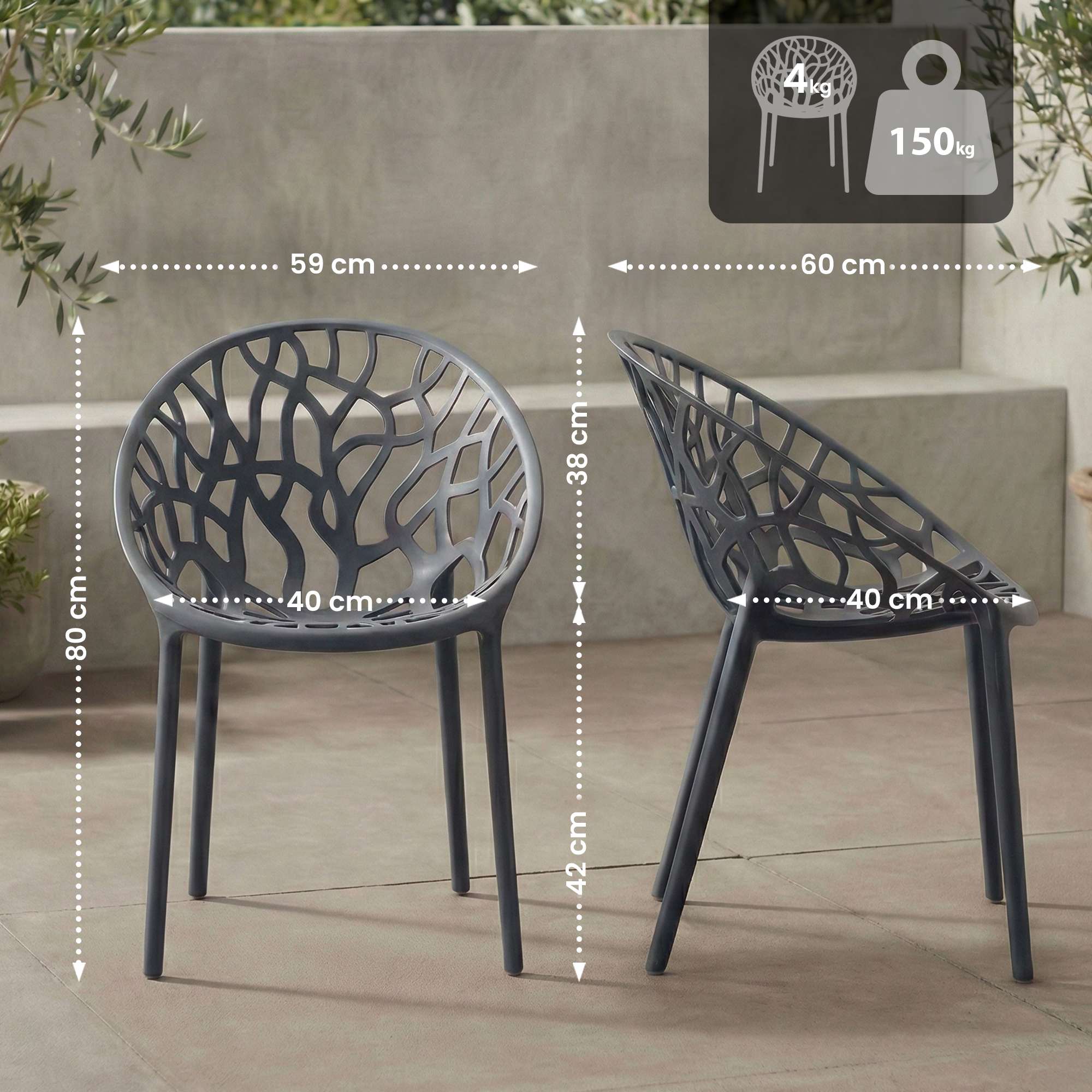 Set da 2 Sedie da Giardino Hope