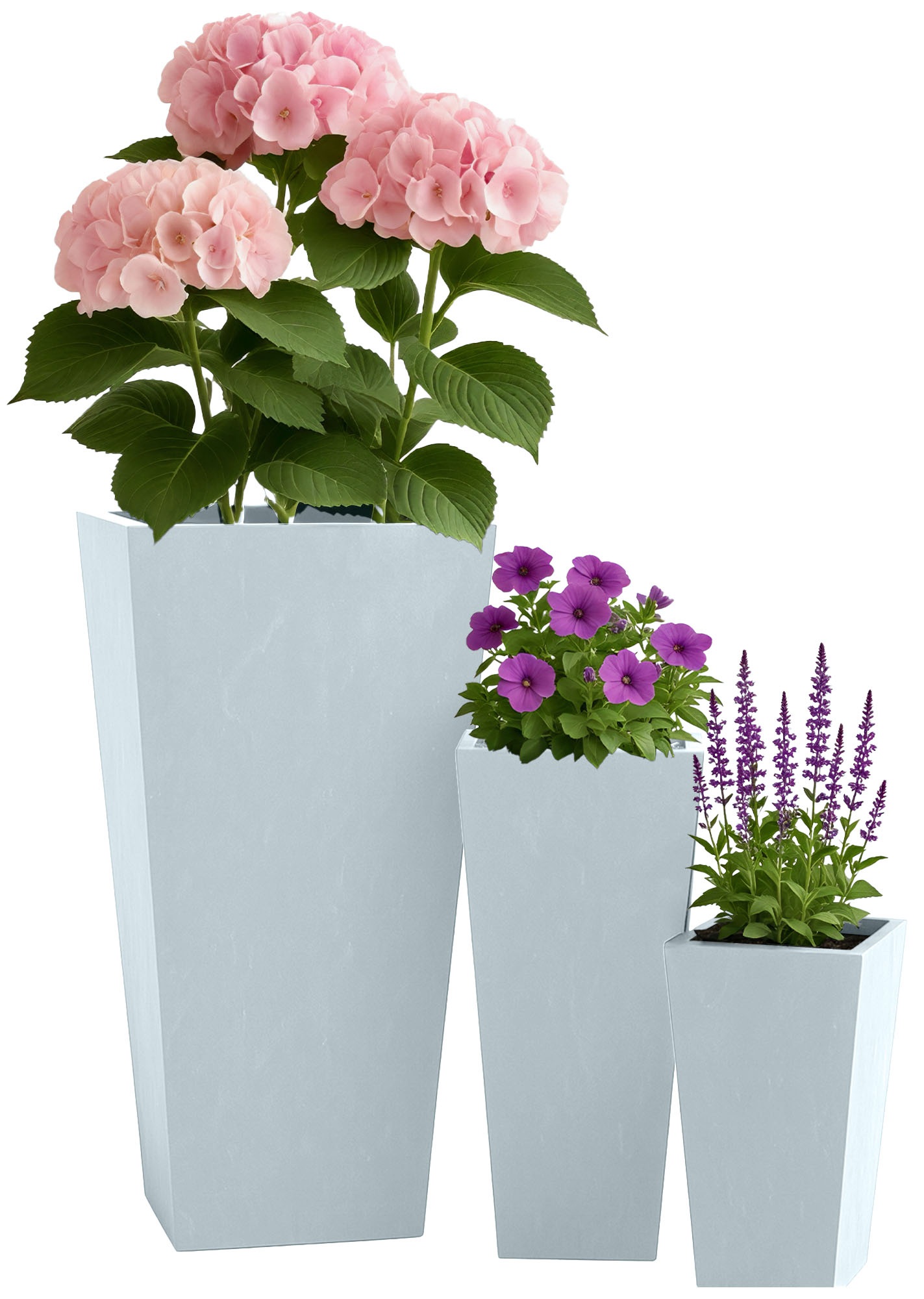 Set di 3 fioriere quadrate 2