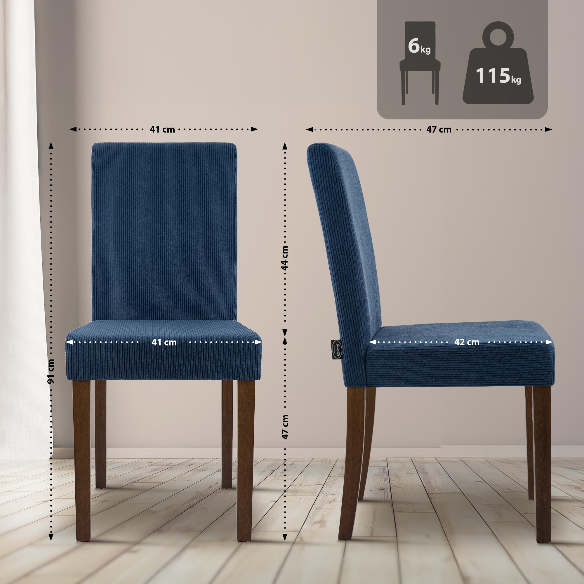 Set di 2 Sedie da Sala da Pranzo Ina in Velluto a Coste