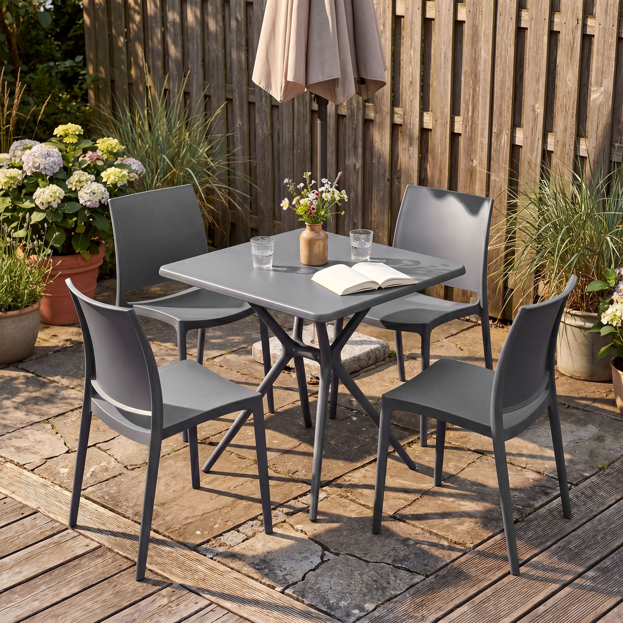 Set Mobili da Giardino Amino con 4 Sedie