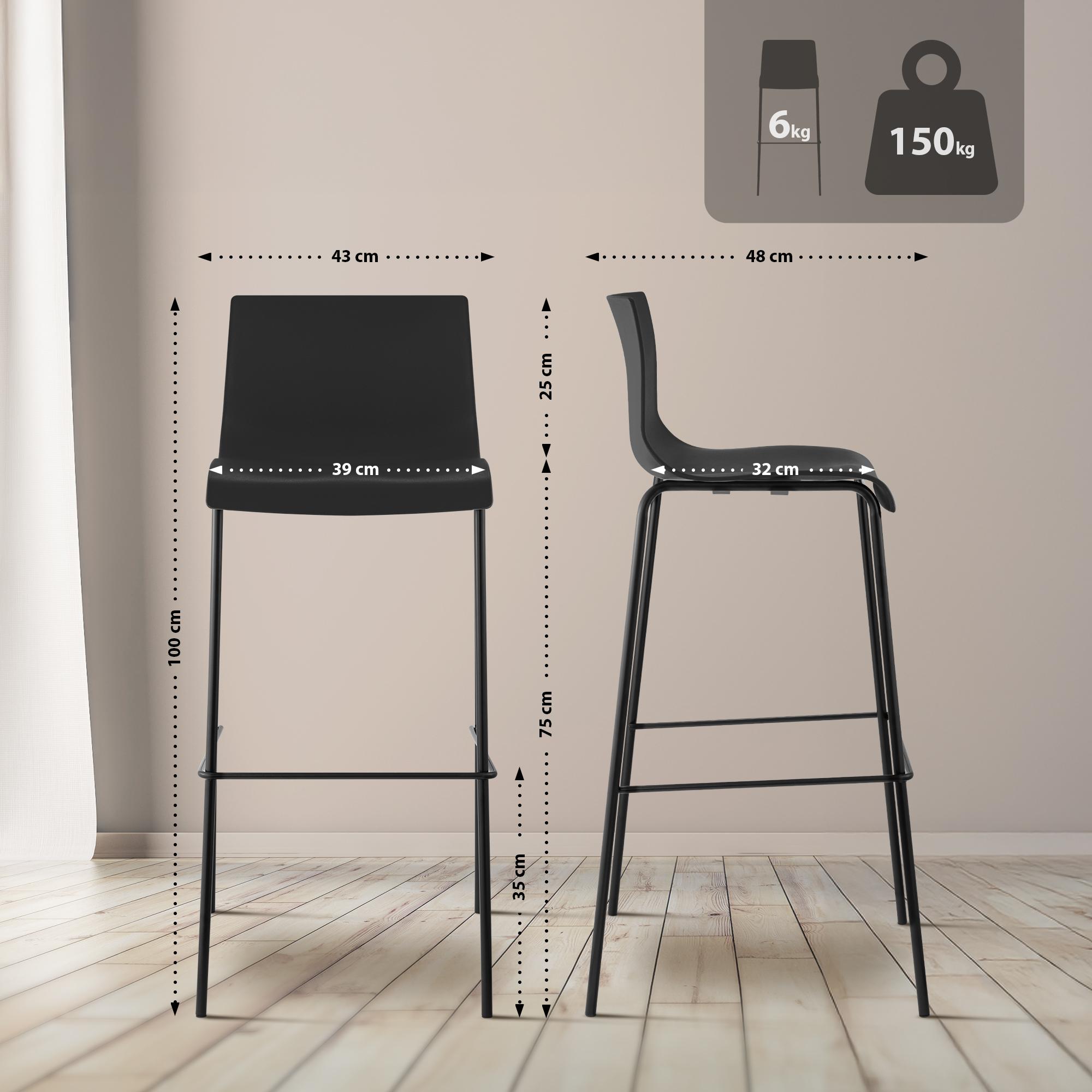 Sgabello da Bar Hover Plastica Struttura a 4 Gambe