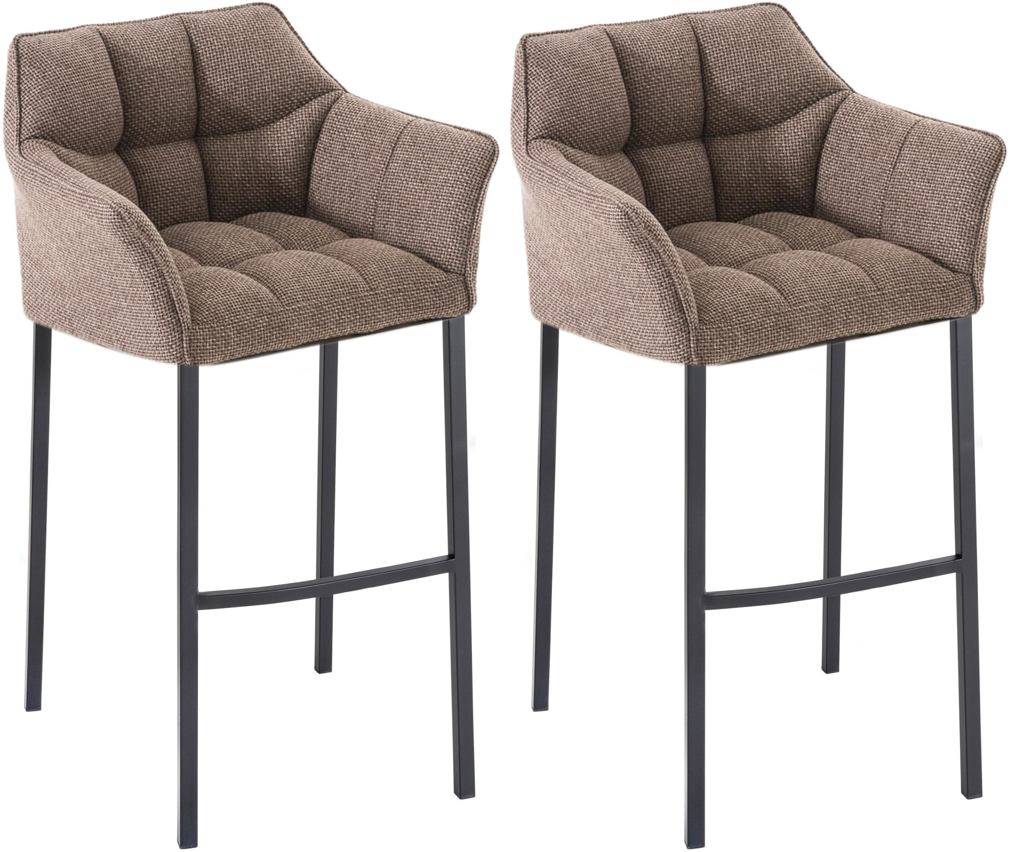 Set di 2 Sgabelli da Bar Damaso in Tessuto con Base a 4 Gambe