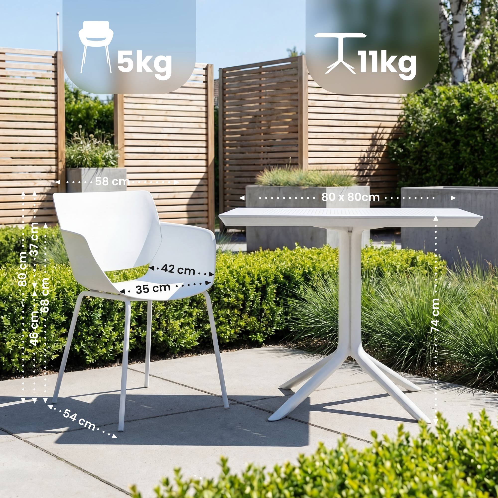 Set da giardino Lirra con 4 sedie