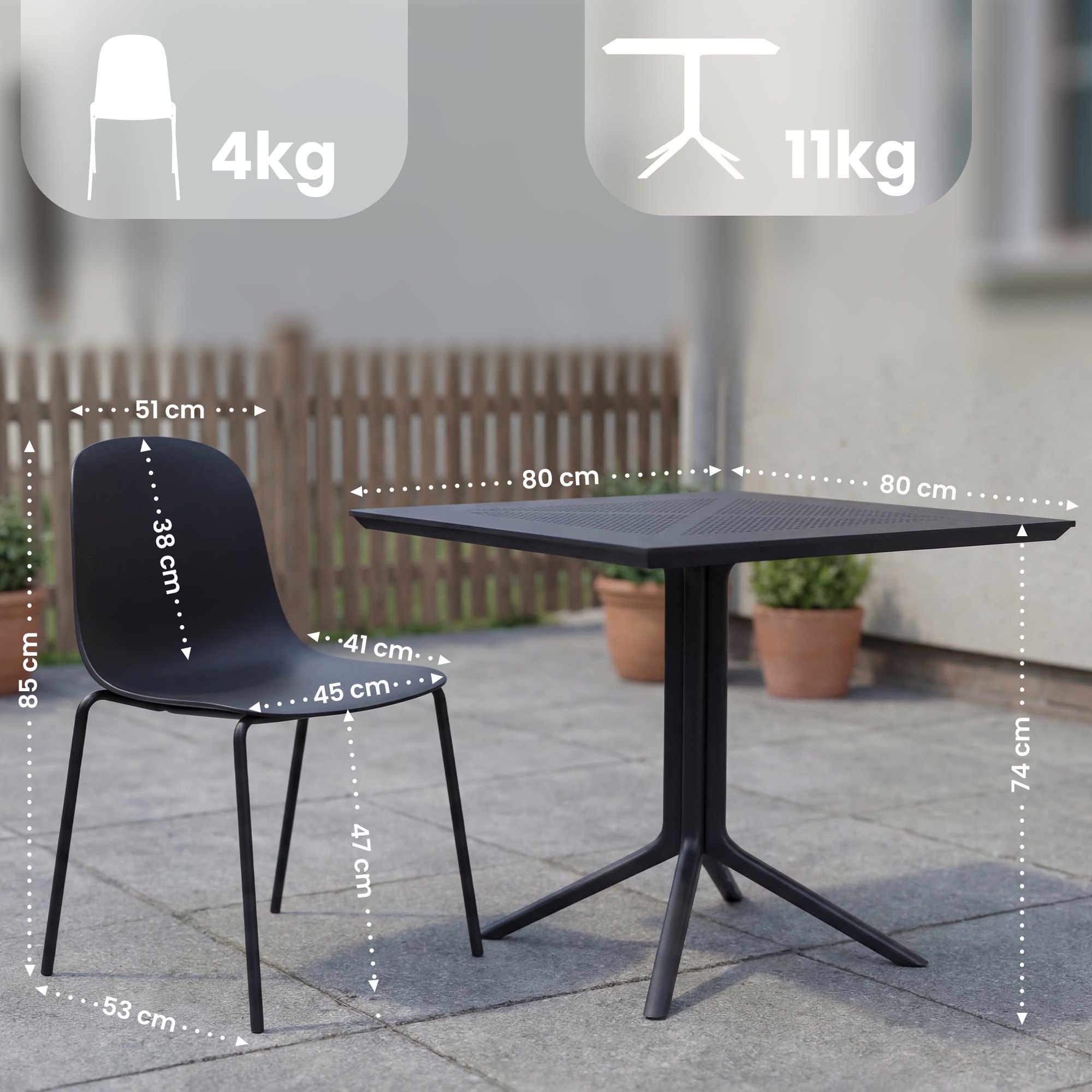 Set mobili da giardino Zeron con 2 sedie