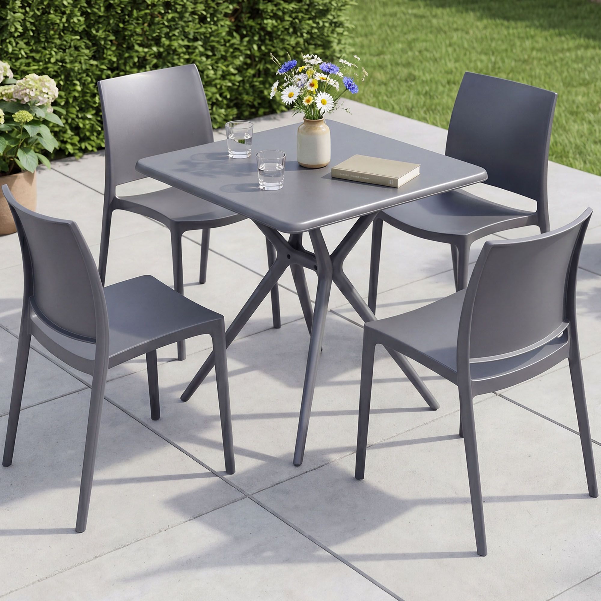 Set Mobili da Giardino Amino con 4 Sedie