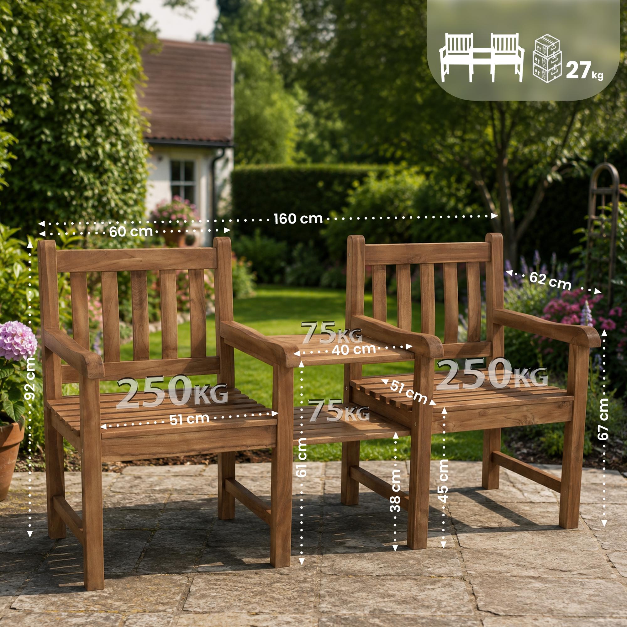 Panca in teak Lior con tavolino