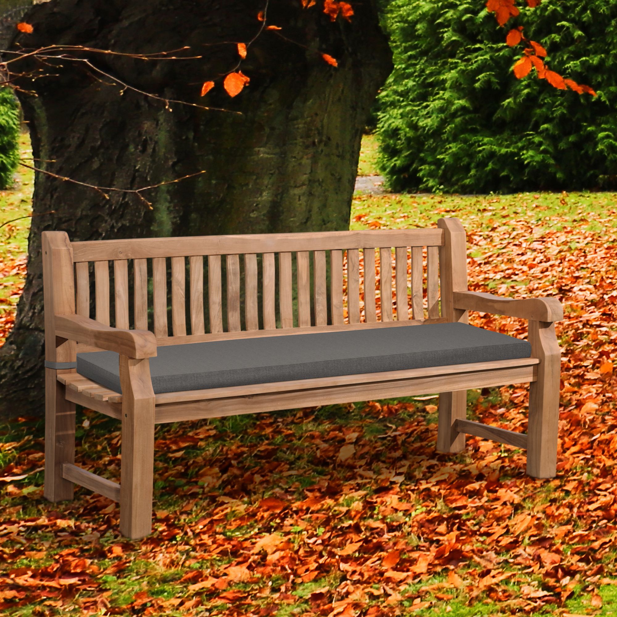 Panca da Giardino in Legno Teak Daxon con Cuscino per Seduta