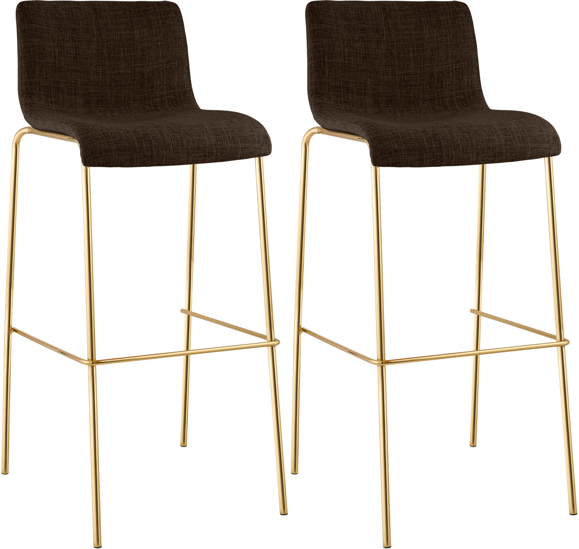 Set 2 Sgabelli Bar Hover in Tessuto, Gambe Effetto Oro