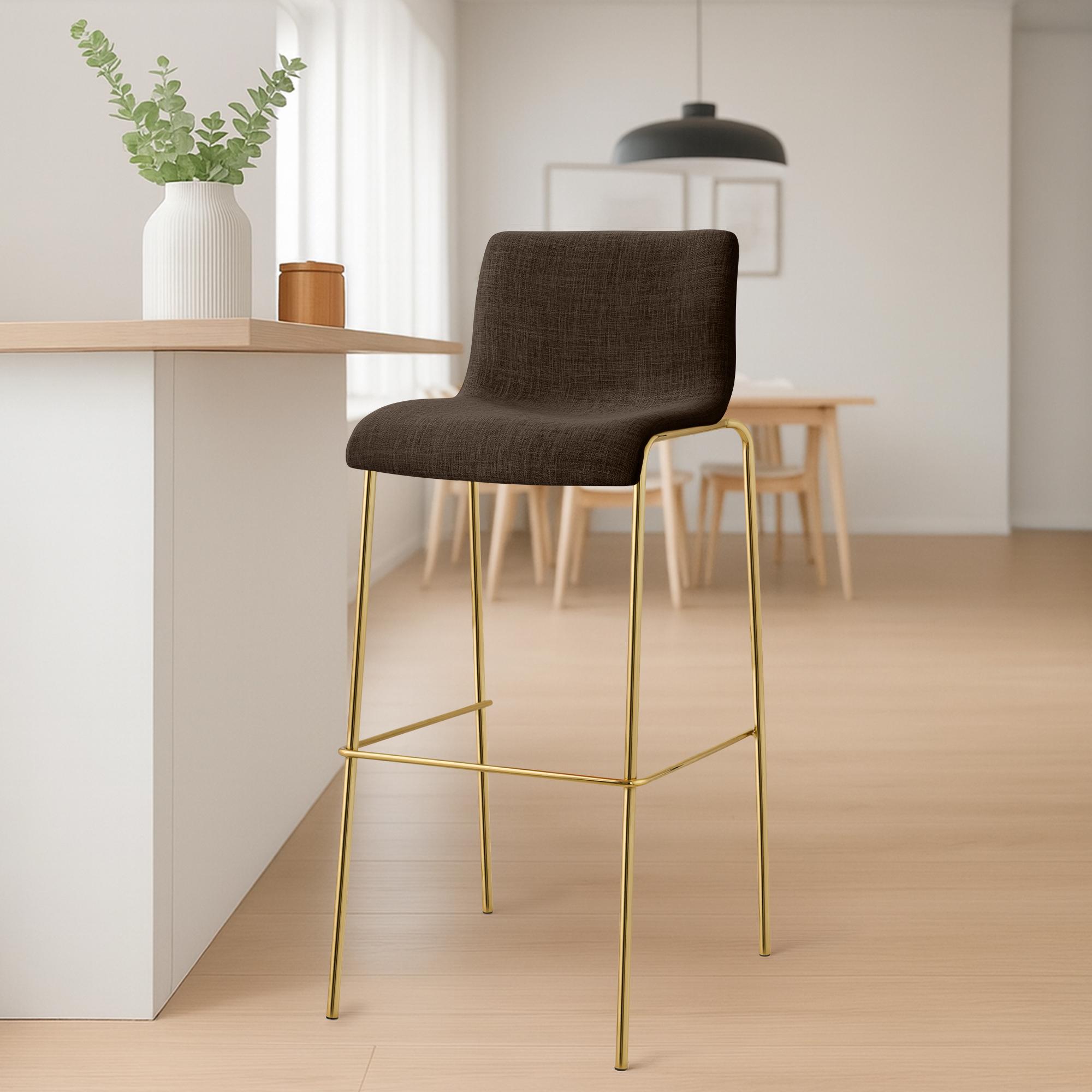 Sgabello Bar Hover Tessuto Base a Quattro Gambe Effetto Oro