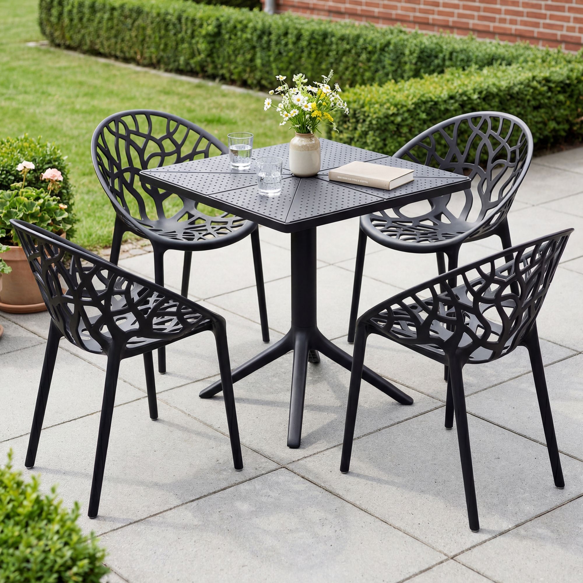 Set da giardino Neriva con 4 sedie
