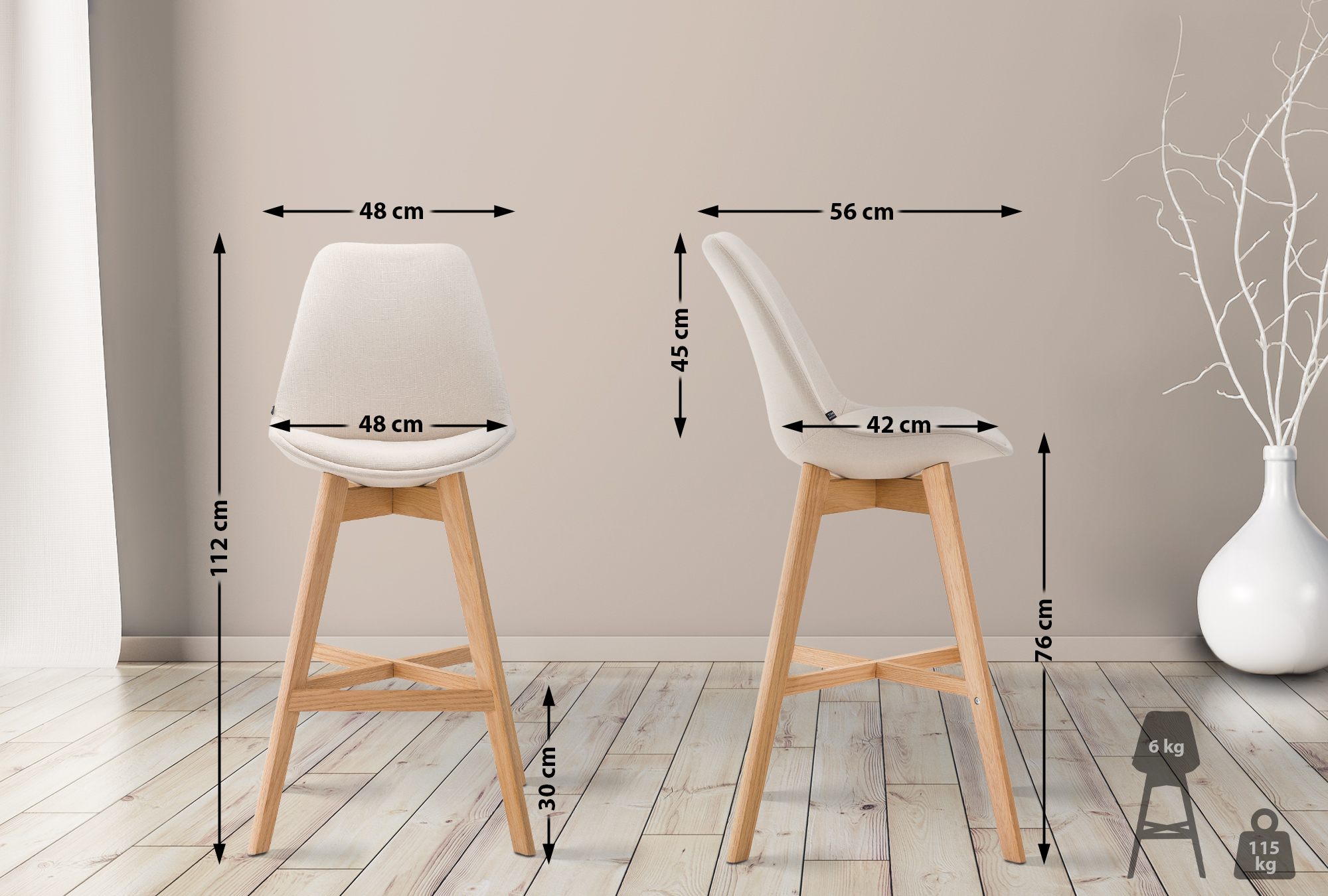 2 Sgabelli Design CANNES in Tessuto