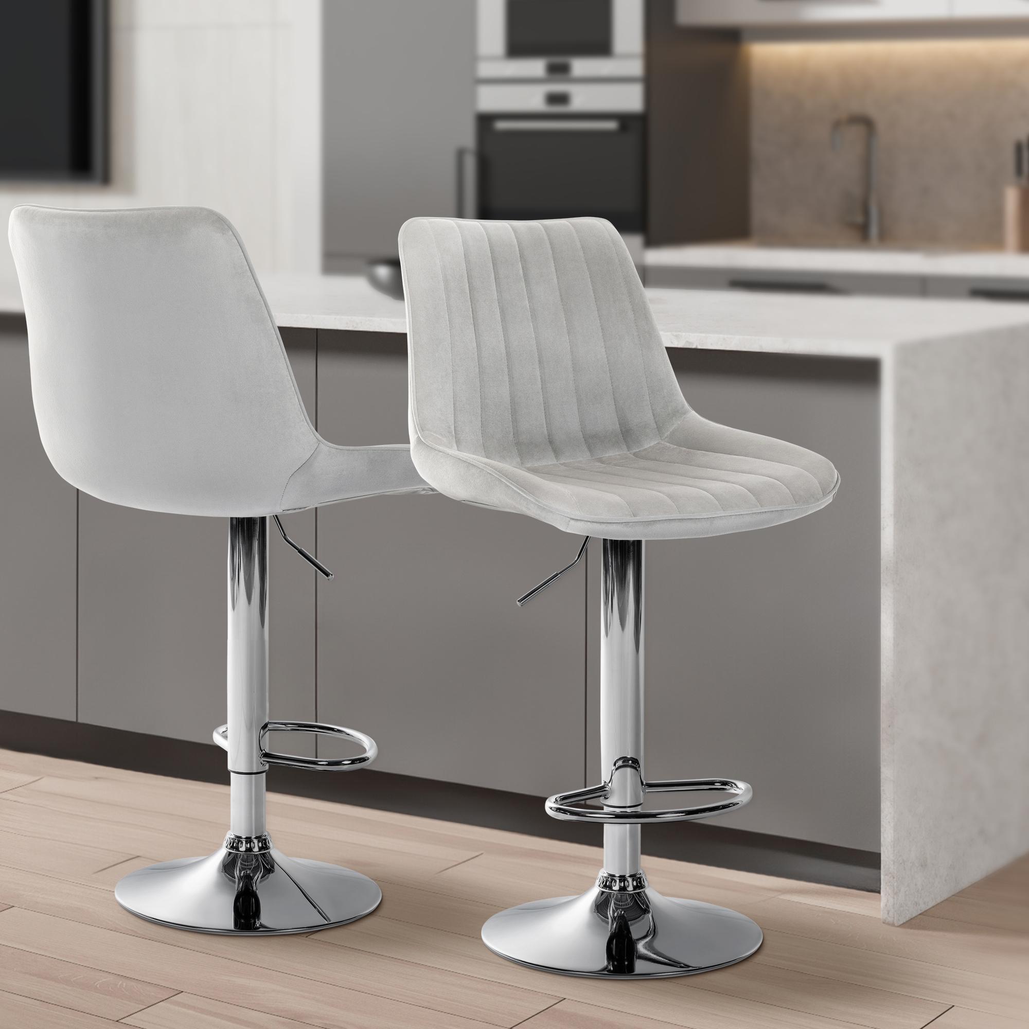 Sgabello da bar Toni velluto elegante, comodo e resistente, ideale per cucina o locale, design moderno per ogni ambiente