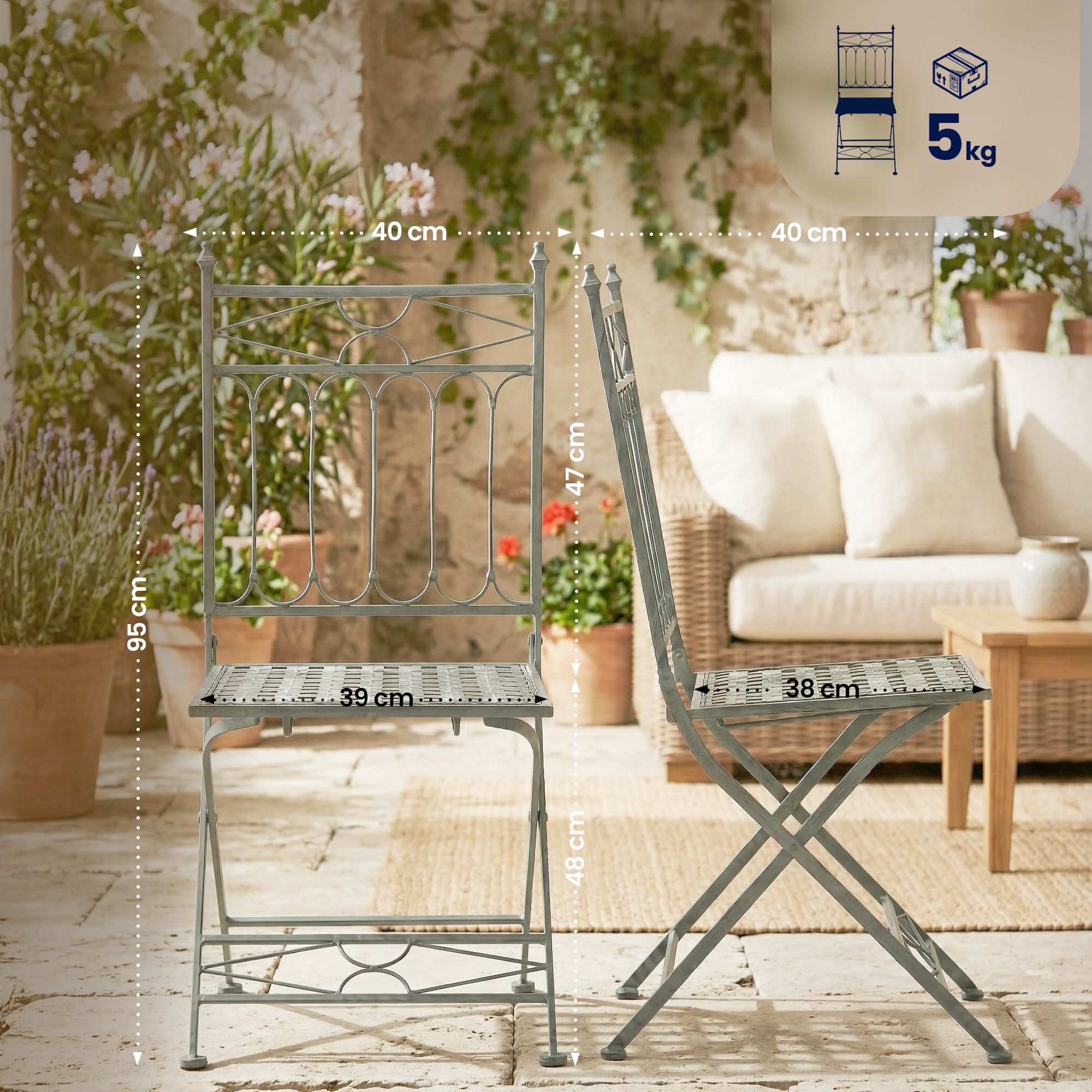 Set da 2 sedie pieghevoli Asina