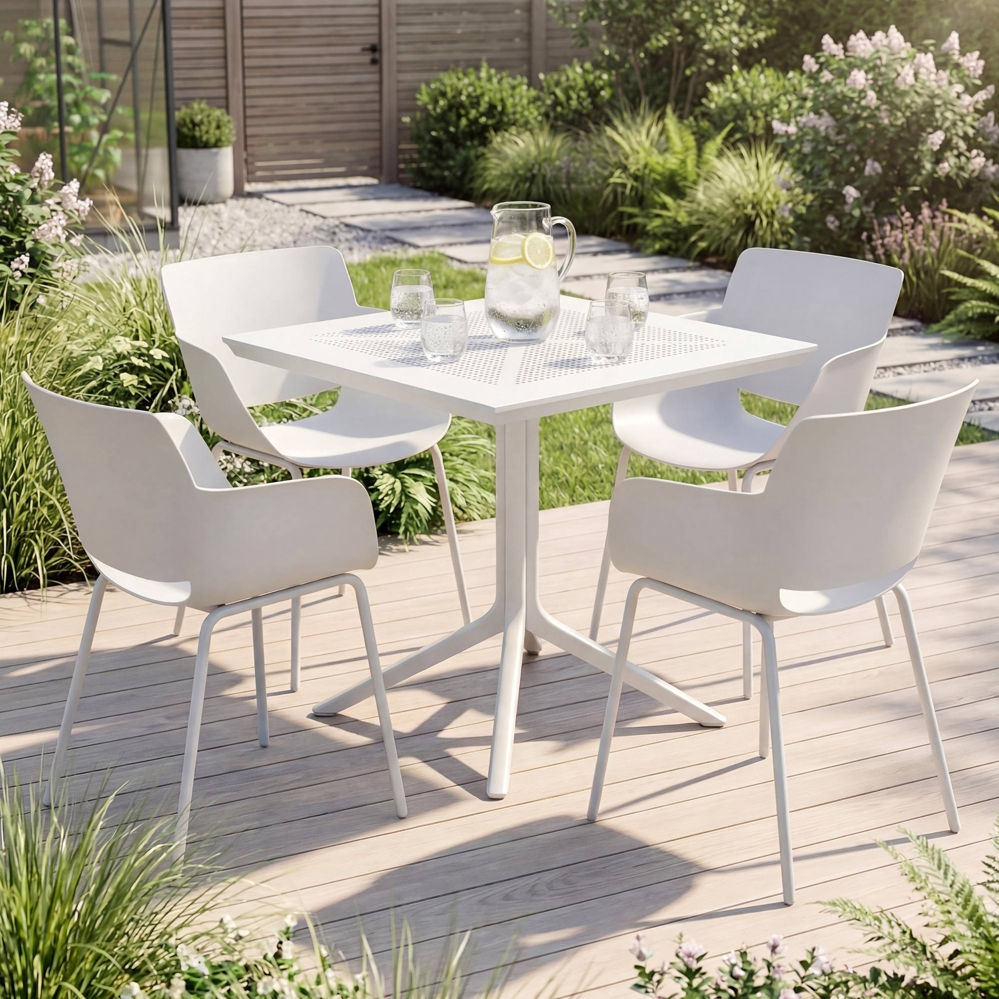 Set da giardino Lirra con 4 sedie
