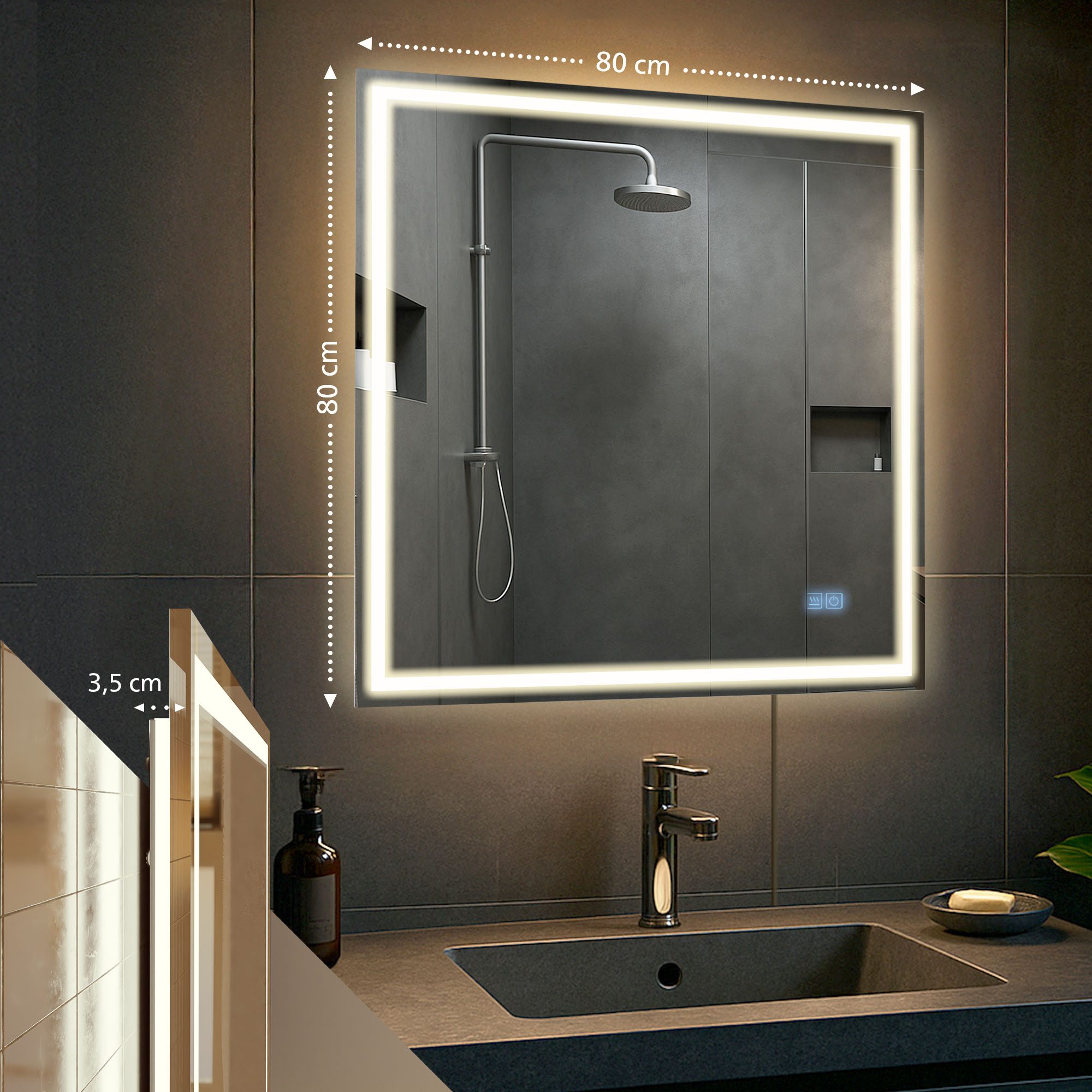 Specchio da bagno Jaffrey con Bluetooth