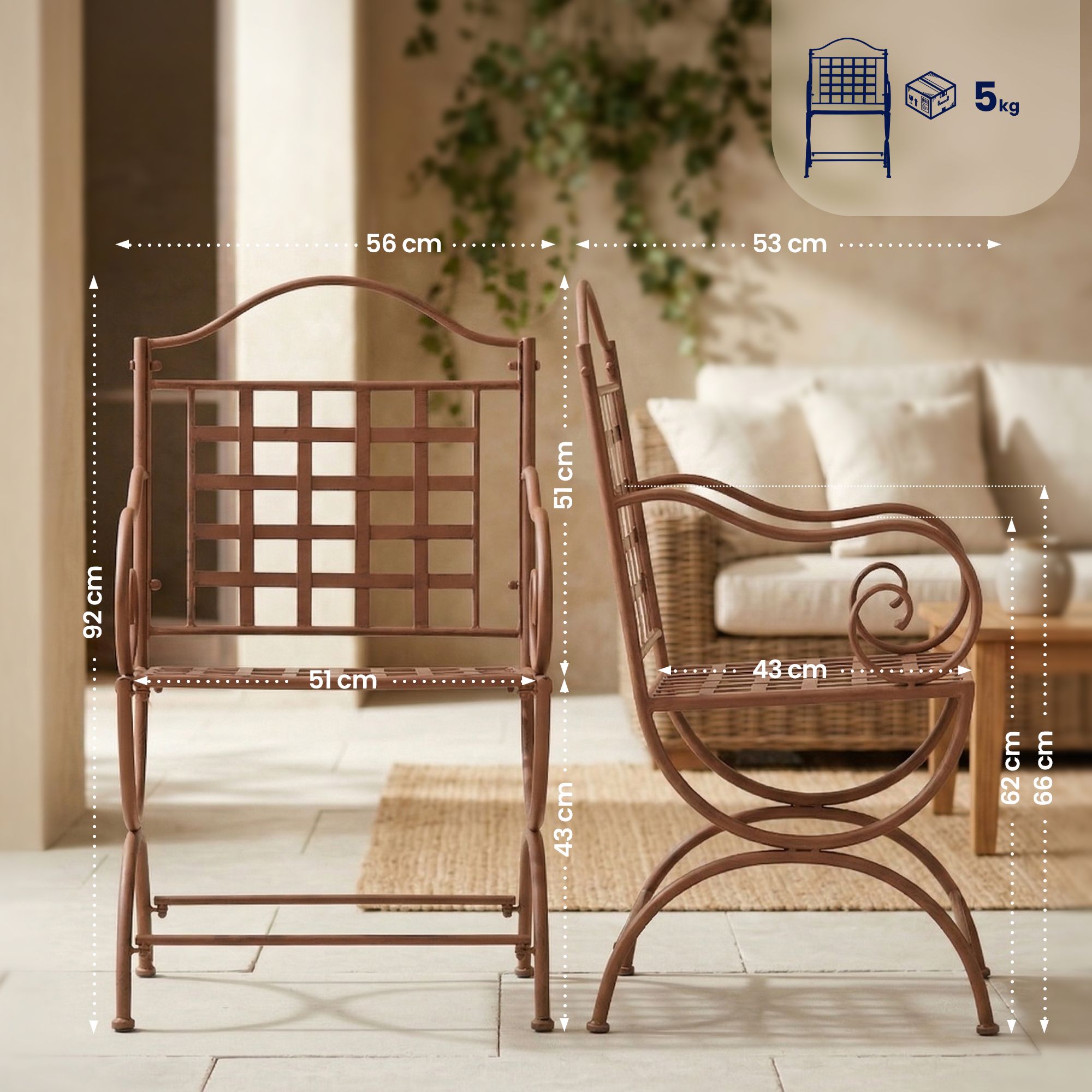Set mobili da giardino Viro con 2 sedie