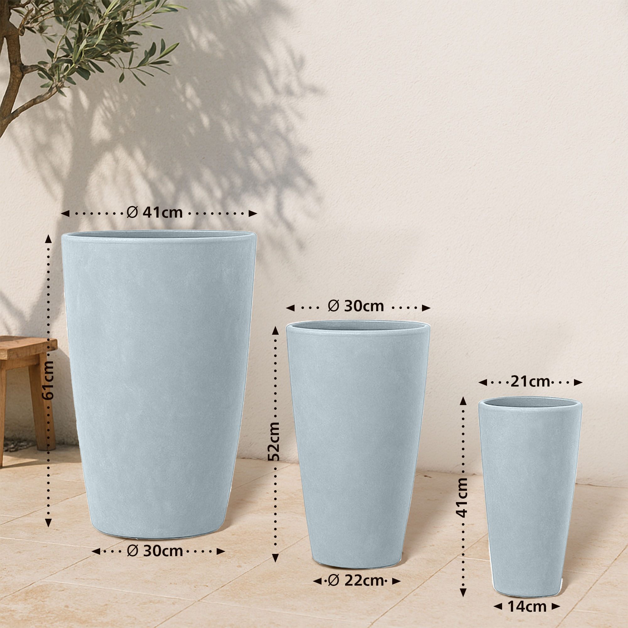 Set di 3 fioriere rotonde 3