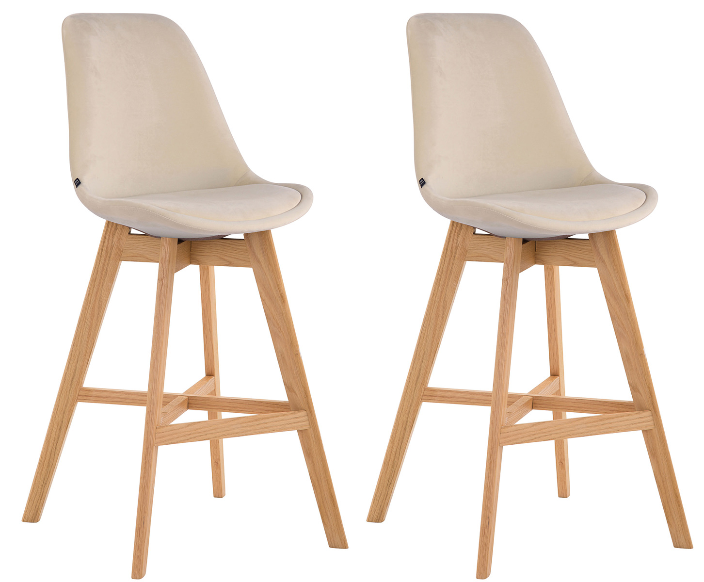 Set 2 Sgabelli Cucina Cannes In Velluto E Legno