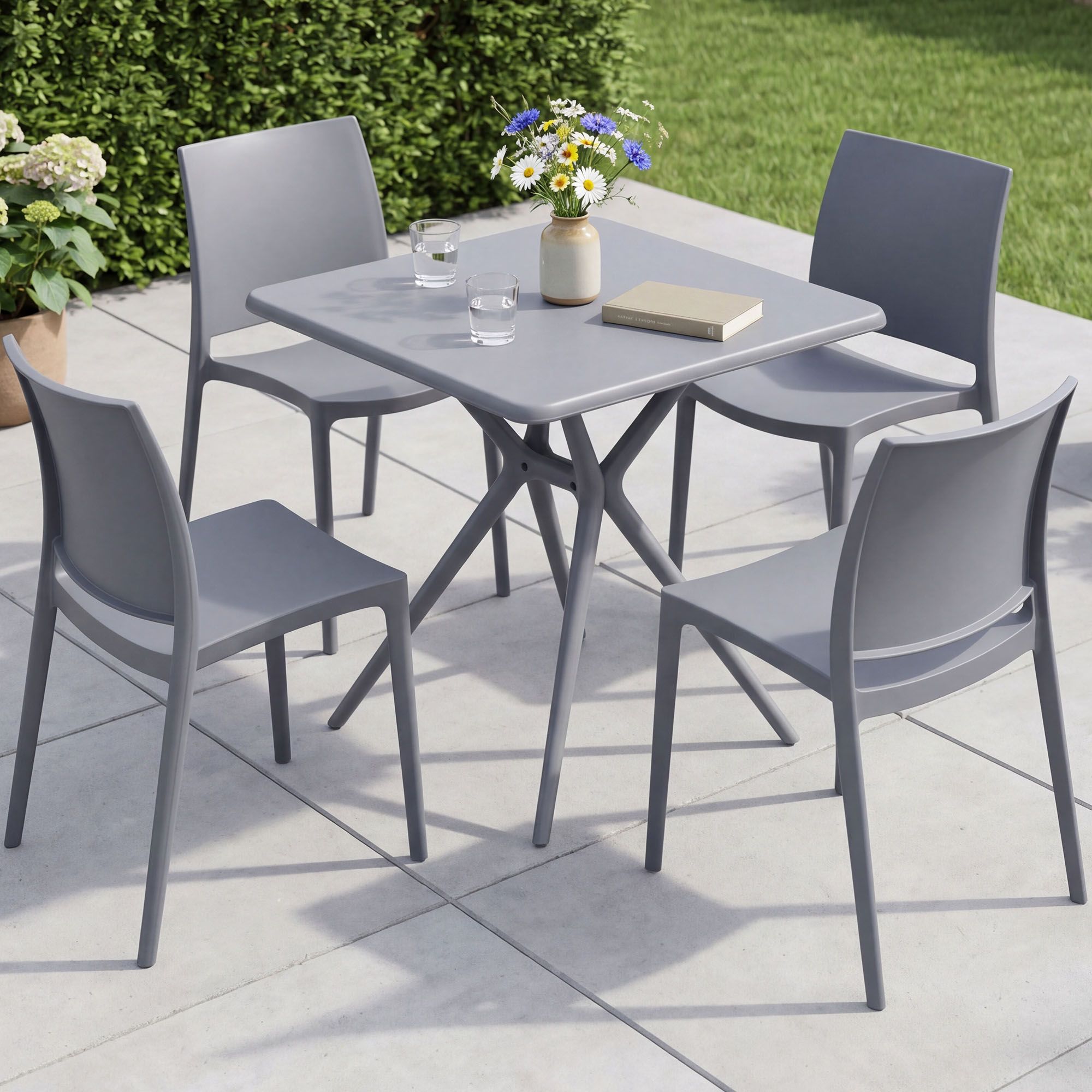 Set Mobili da Giardino Amino con 4 Sedie