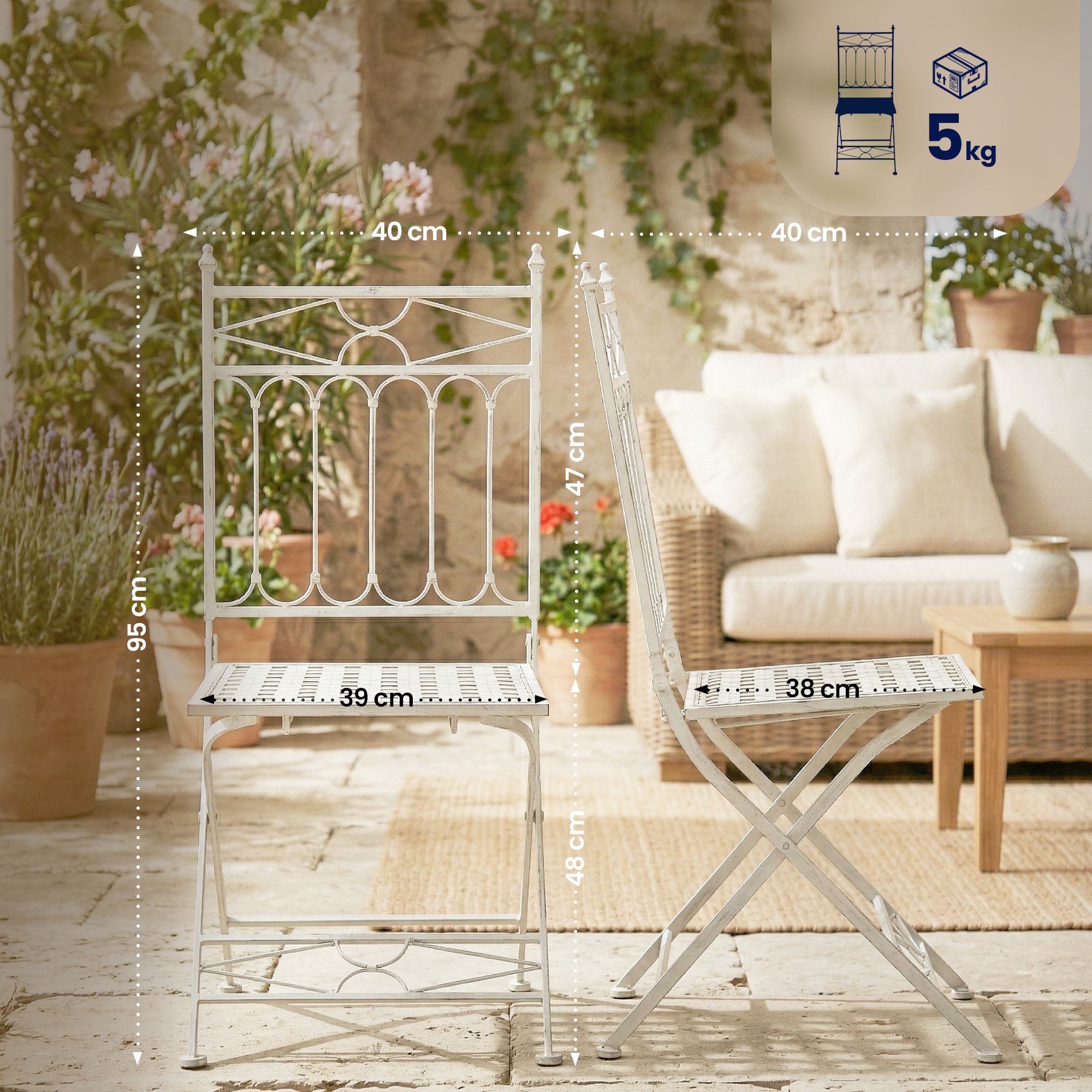 Set da 2 sedie pieghevoli Asina