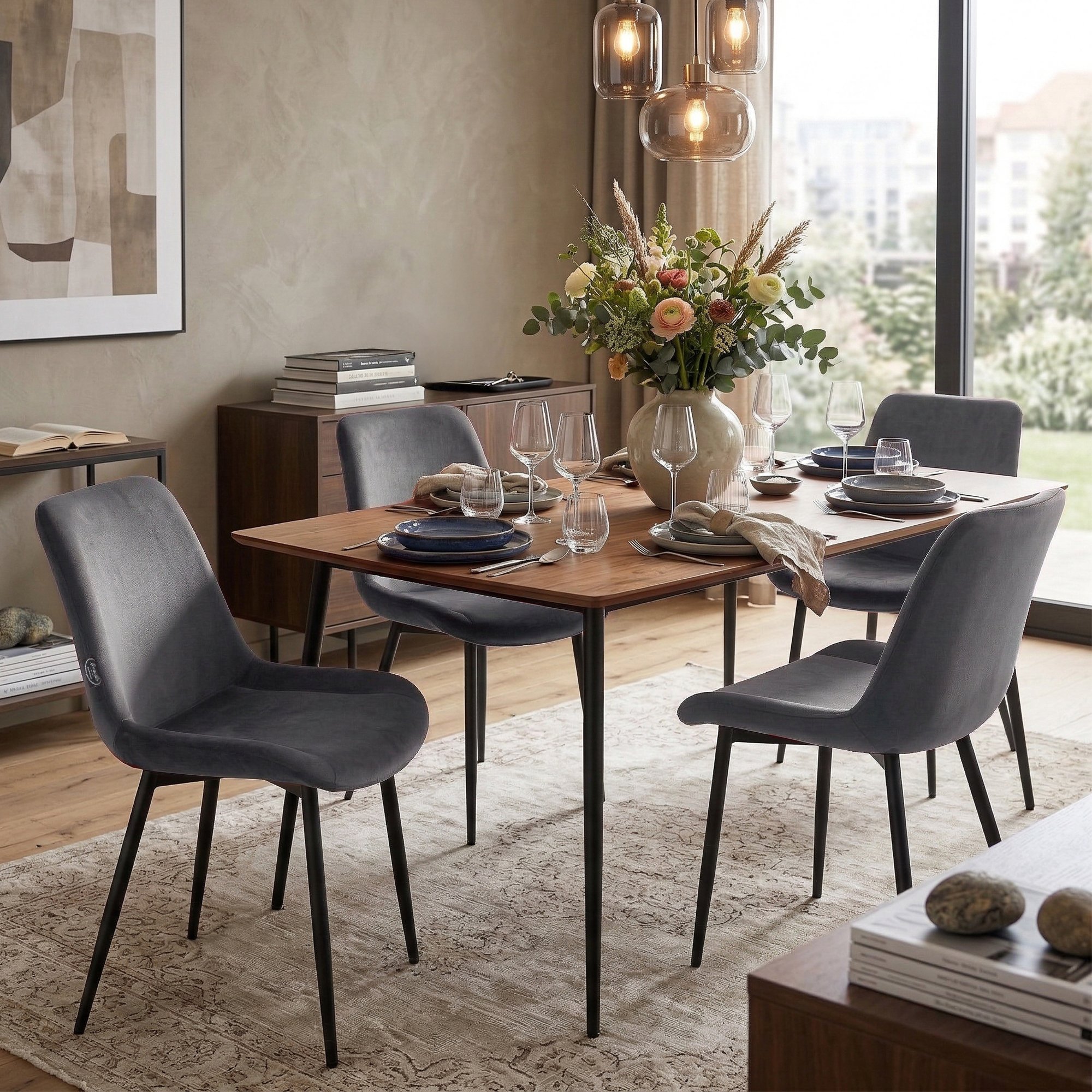 Set di 2 Sedie da Pranzo Victoria in Velluto
