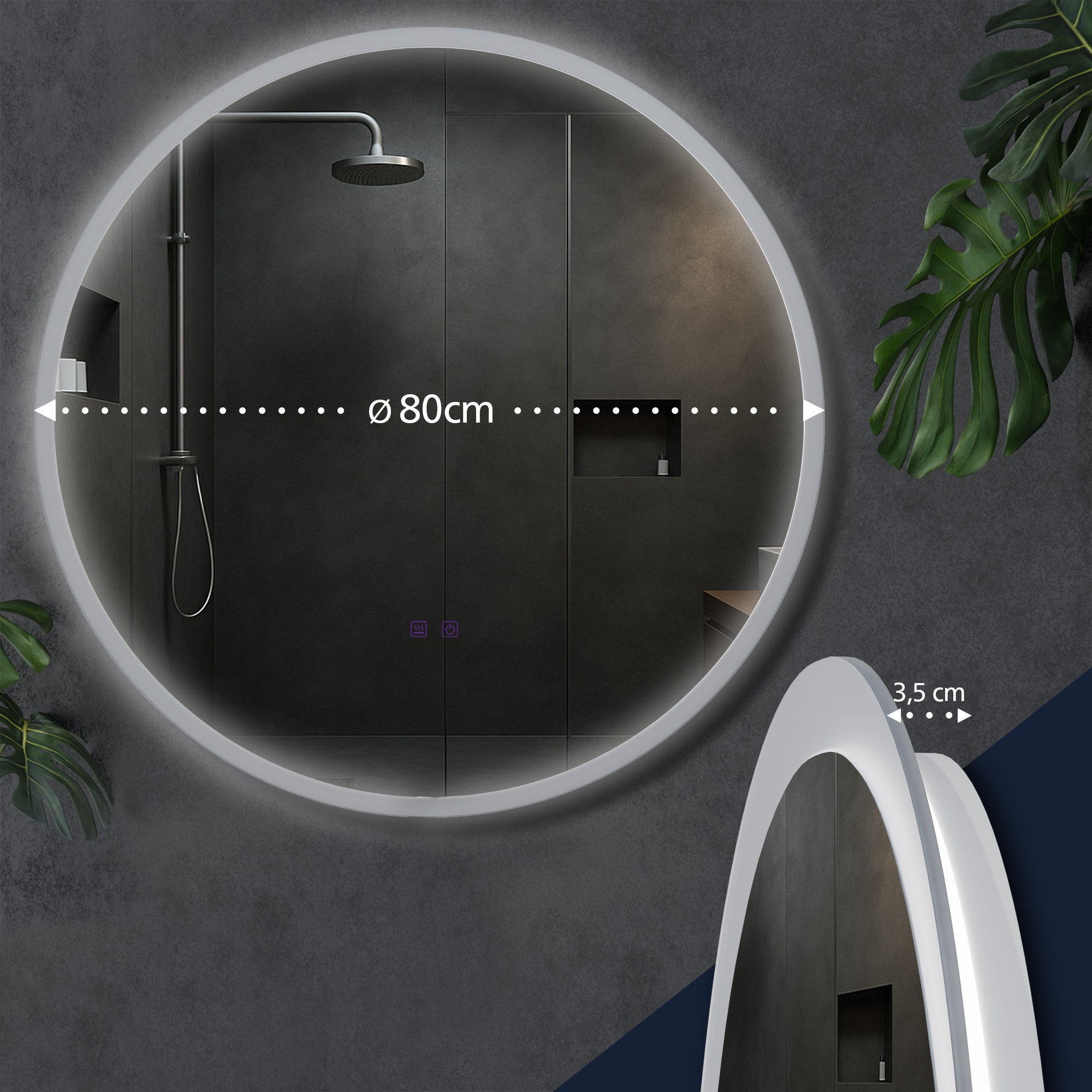 Specchio da bagno Laconia con Bluetooth