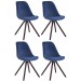 4er Set Stühle Toulouse Samt Rund-blau-Cappuccino