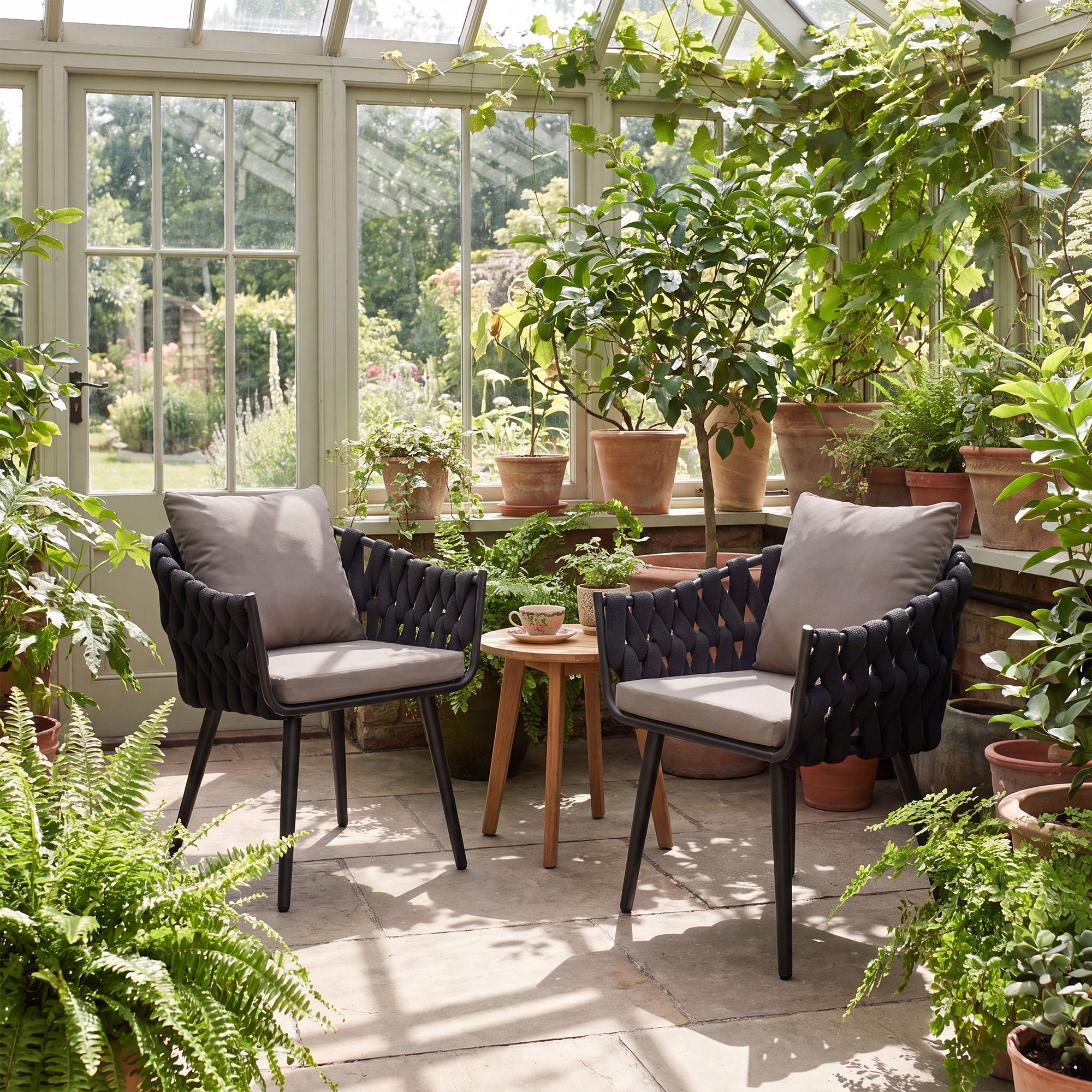 Sedia da giardino Naxos antracite con cuscino
